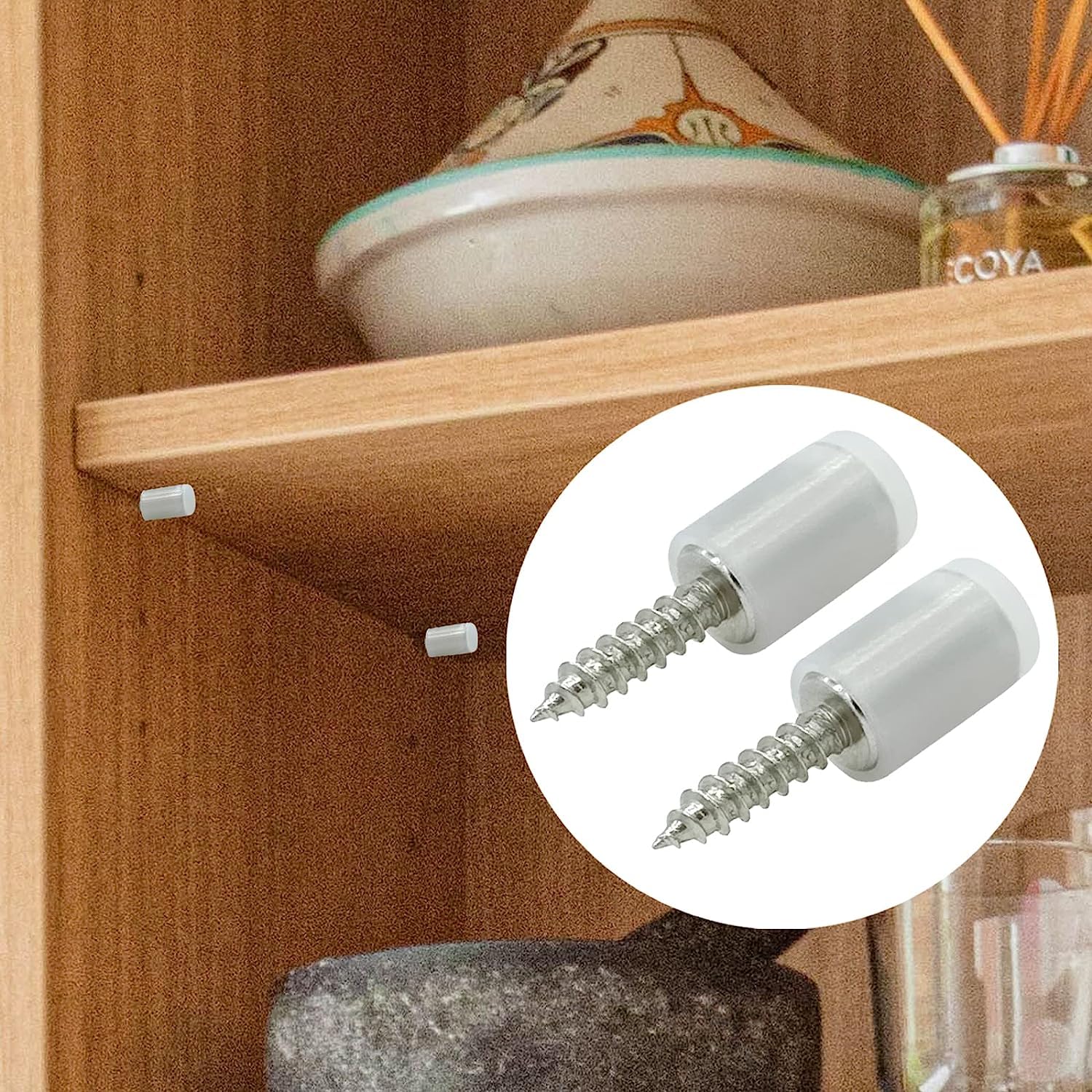 50PCS Shelf Pins, Metal Cabinet Shelf Pegs with Non-Slip Sleeve, Shelf Support Self-Tapping Screws Cabinet Laminate - Image 4