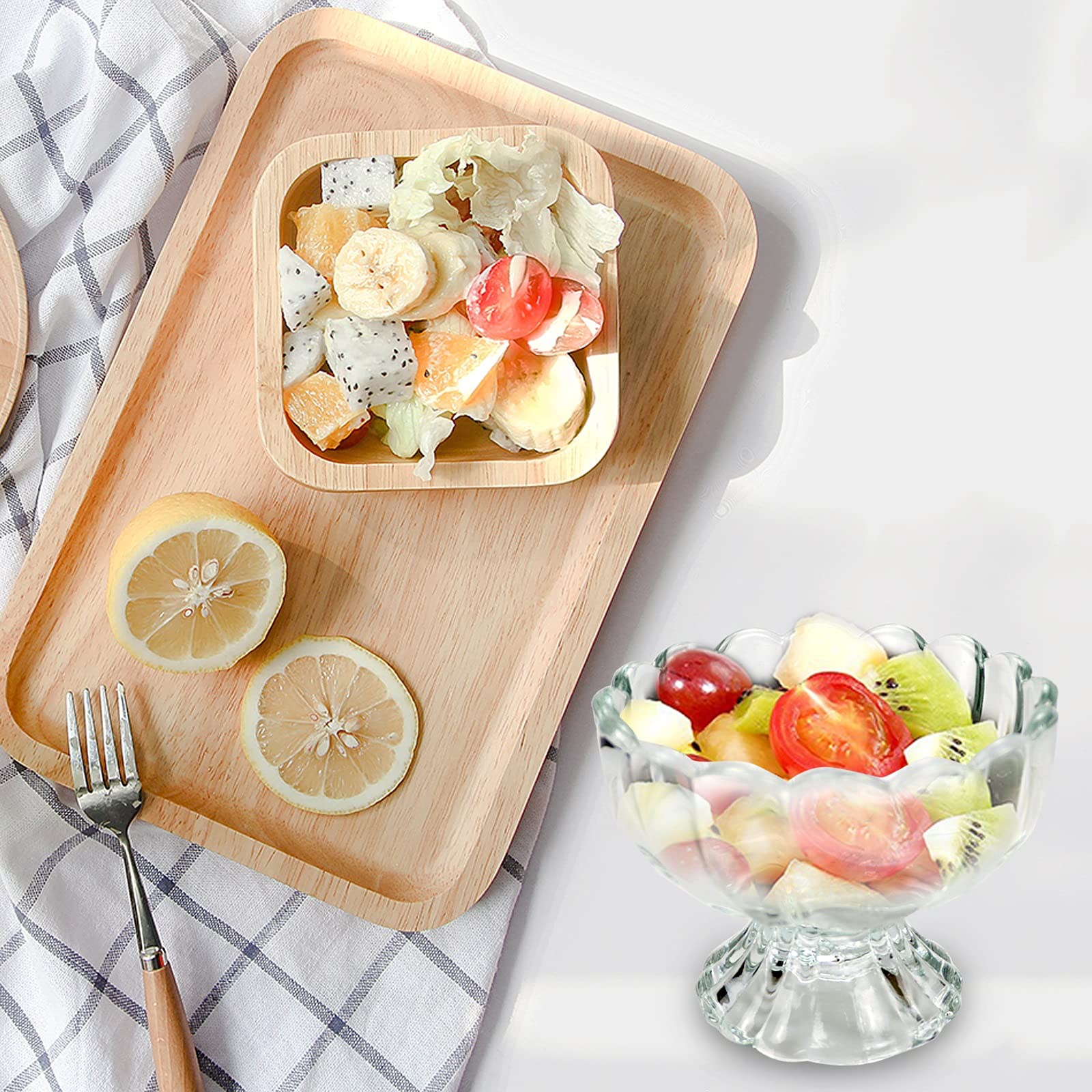 Set De 6 Copas De Postre Con Pie De Vidrio - 6.8 Oz (200 Ml), Transparentes, Ideales Para Helados, Frutas, Batidos Y Cócteles