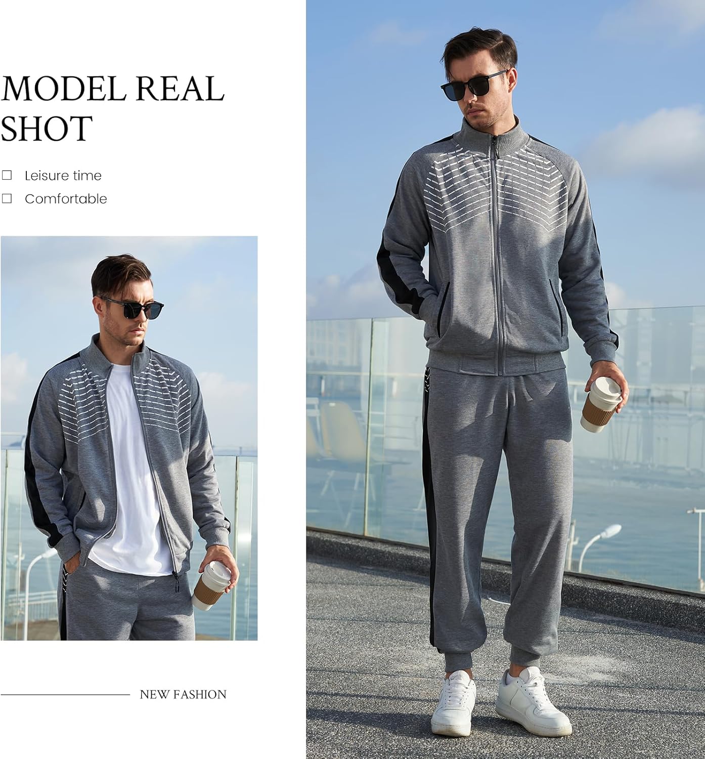 AOTORR Men's Tracksuit 2 Pieces Sweat Suits Casual Full Zip Long Sleeve Outfit Sports Jogging Suits Set - Image 5