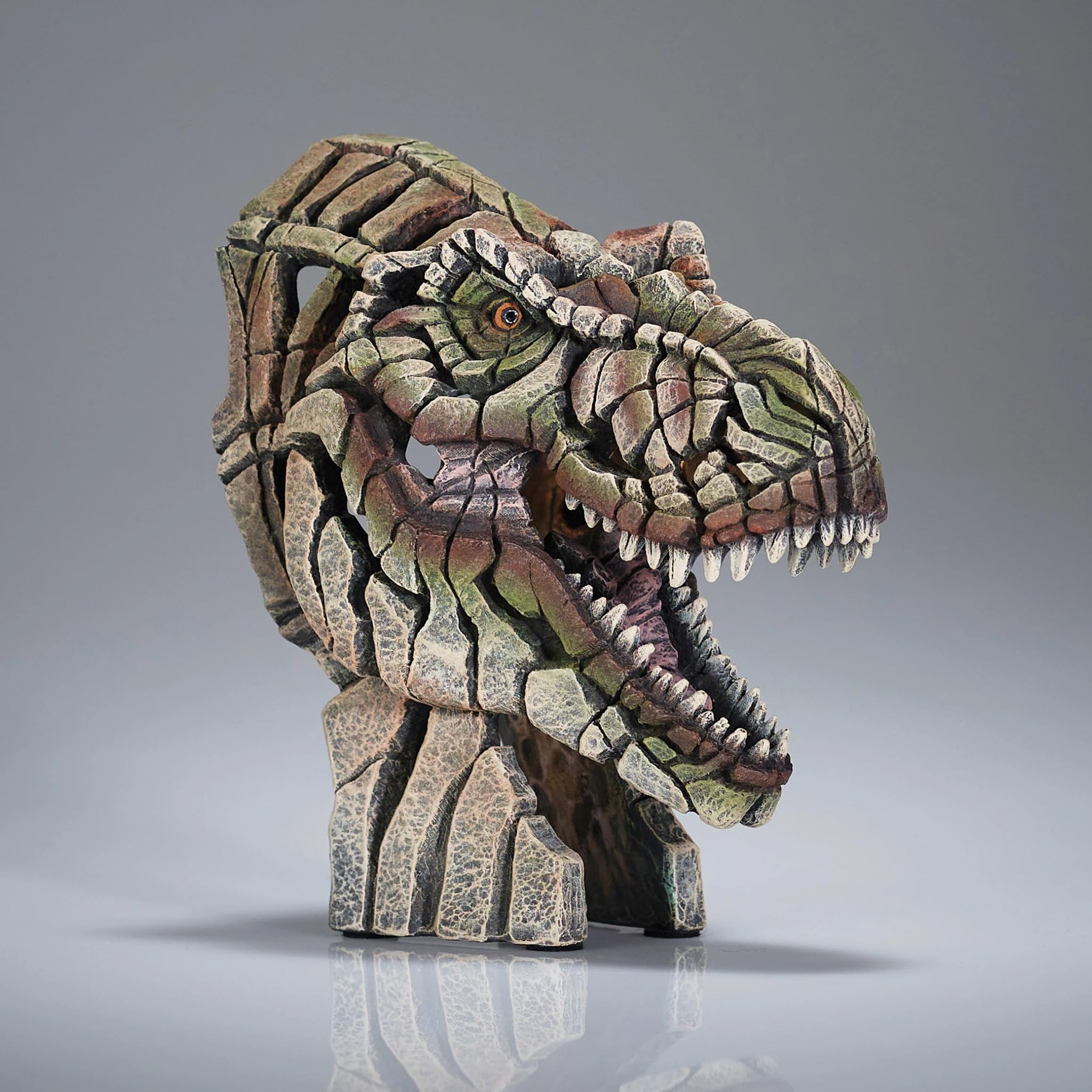 Figurine Tyrannosaure T-Rex Enesco Edge Sculpture, buste miniature multicolore de 14 cm