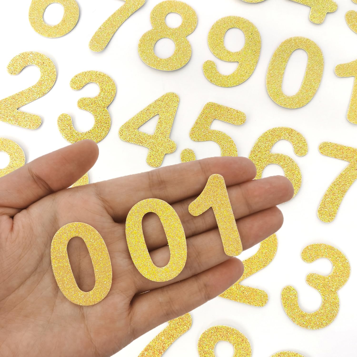 30 Pcs Glitter Number 0 to 9 Iron-on Numbers, for Jackets, Backpacks, Hats and Shirts - Yellow