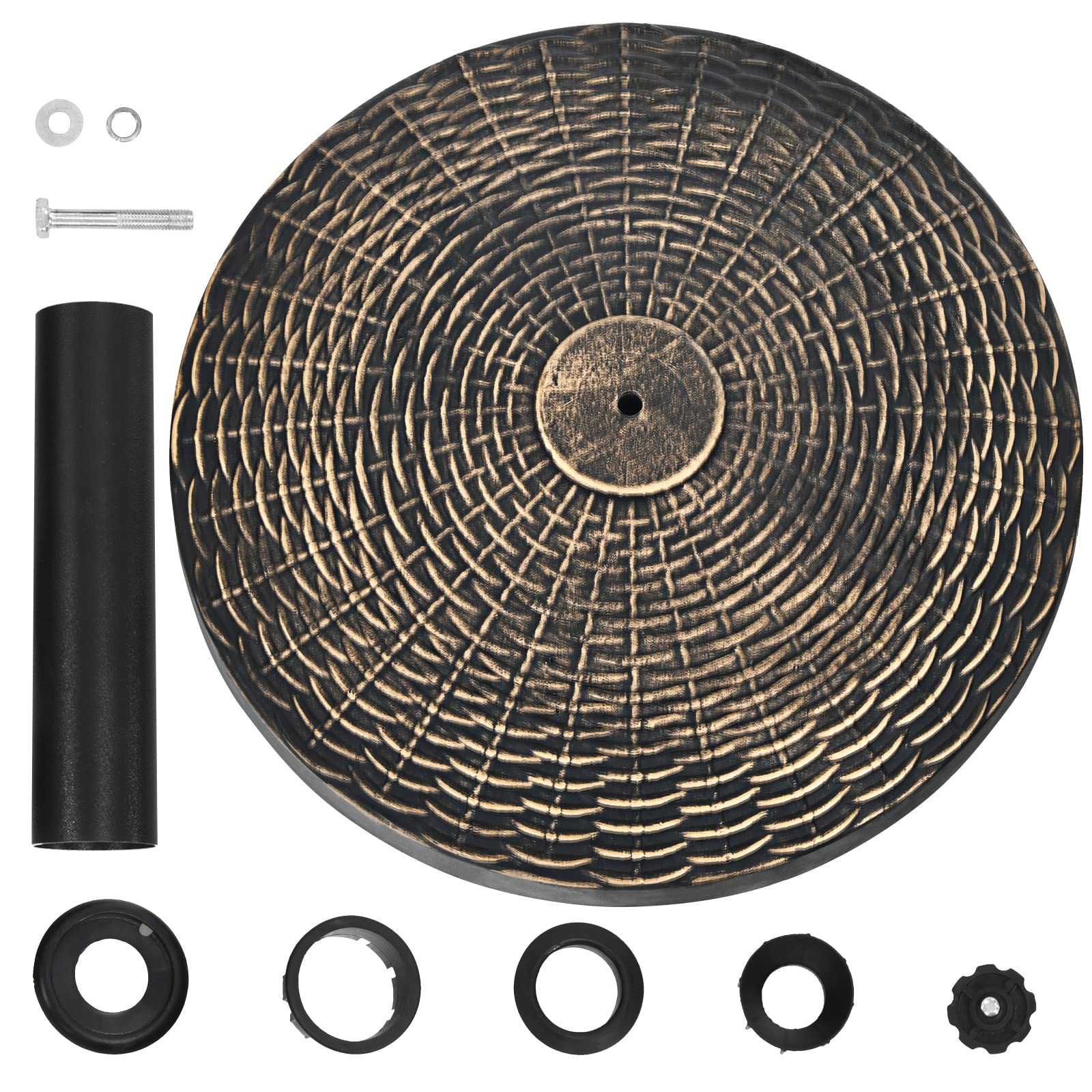 COSTWAY Stojak na parasol przeciwsłoneczny, 10 kg, stojak na parasole 38-48 mm, podstawa parasola przeciwsłonecznego, kolor brązowy, stojak na parasol balkonowy, rattanowy, okrągły stojak do ogrodu, na plażę, basen, brąz