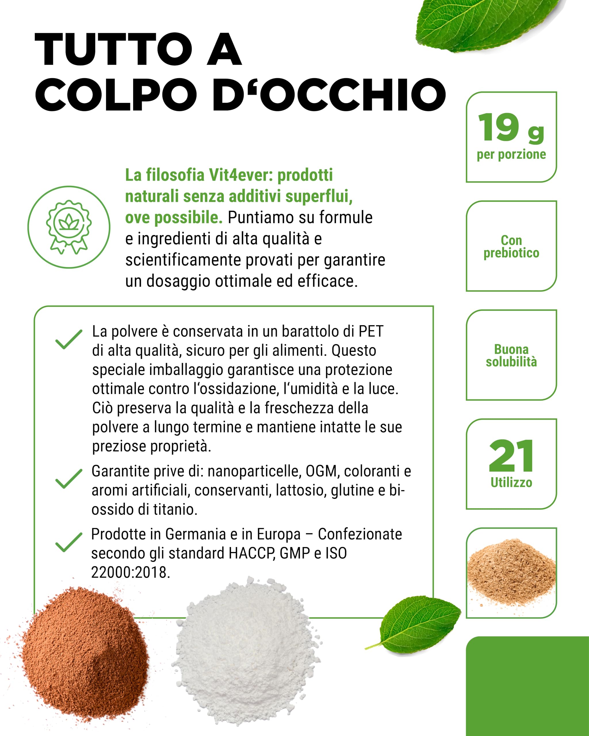 Combinazione di fibre alimentari - 400 g di polvere con bucce di psyllium, inulina (prebiotico), polpa di mela, semi di lino - Alto contenuto di fibre alimentari - Vegan - Con aroma naturale di ananas