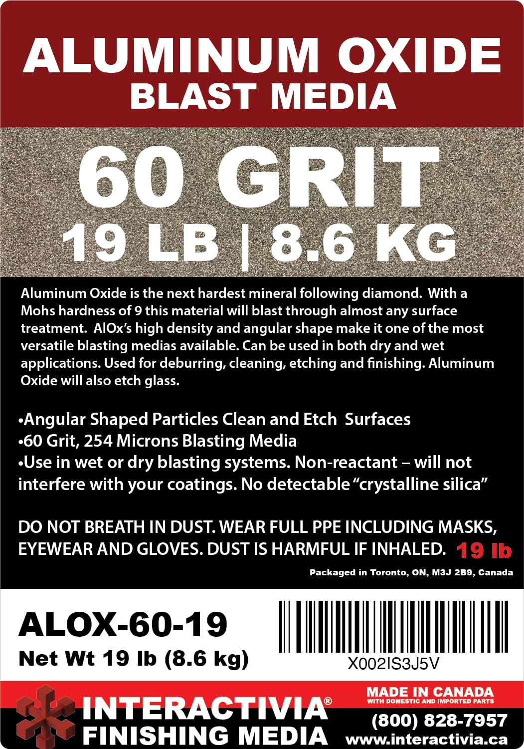 #60 Aluminiumoxid – 8,6 kg – mittelgroßes bis feines Sandstrahlmittel für Strahlschrank oder Strahlpistolen