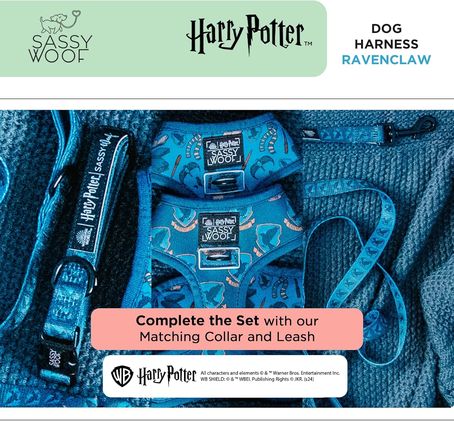 Dog Reversible Harness - Harry Potter™ Ravenclaw - S, Breathable Mesh, No Pull Design with Two D-Rings, Patented Design, Perfect for Small Dogs and Puppies - Officially Licensed