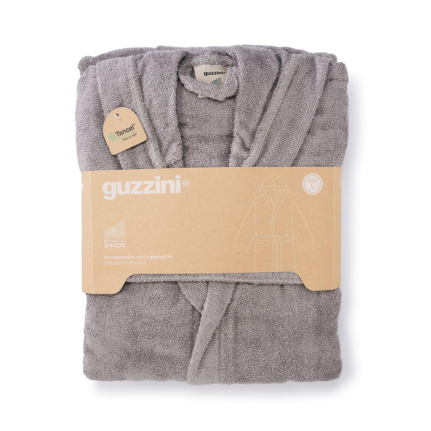 GUZZINI Botanical - Szlafrok męski i damski z kapturem, paskiem i kieszeniami Bawełna i lycra, certyfikat OekoTex Miękki i gładki, chłonny szlafrok damski i męski, odporny na pranie i trwały