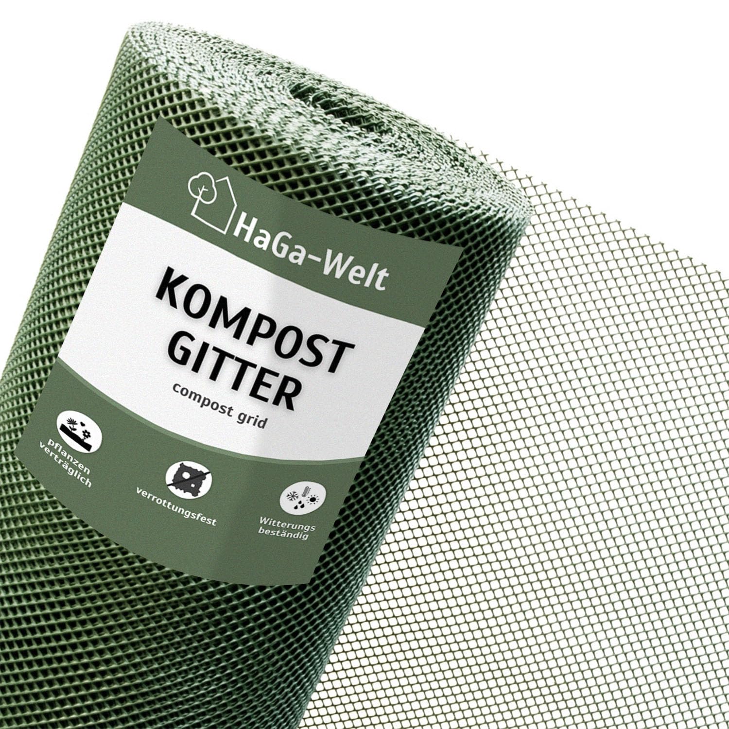 HaGa Kompostgitter 1,2m x 25m - Hochwertiger Kunststoff für Abfall & Recycling - Praktische Größe für Komposter, Schnellkomposter & Thermokomposter