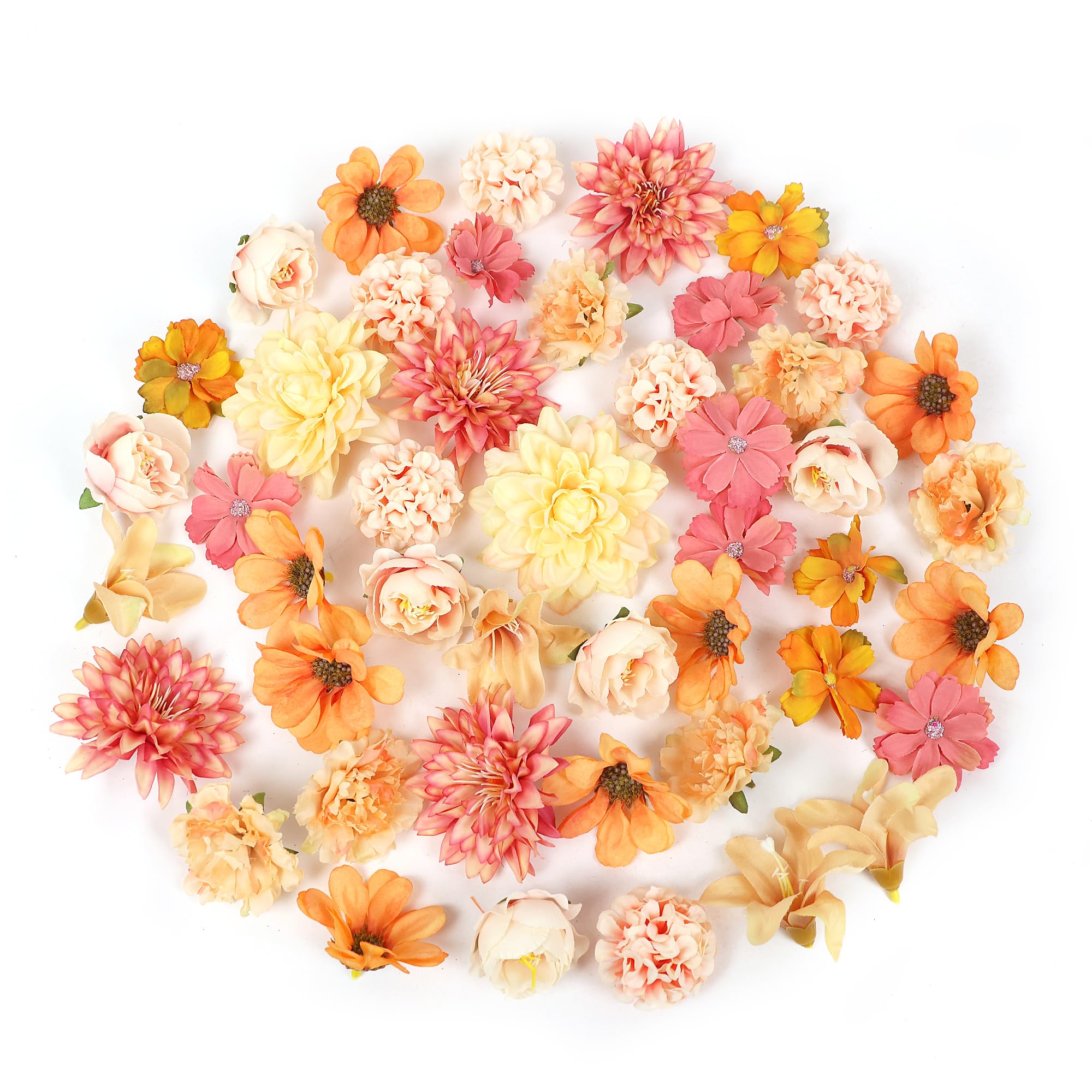 Mini fleurs artificielles orange pour guirlande et DIY lot de 48 fleurs en soie mariage