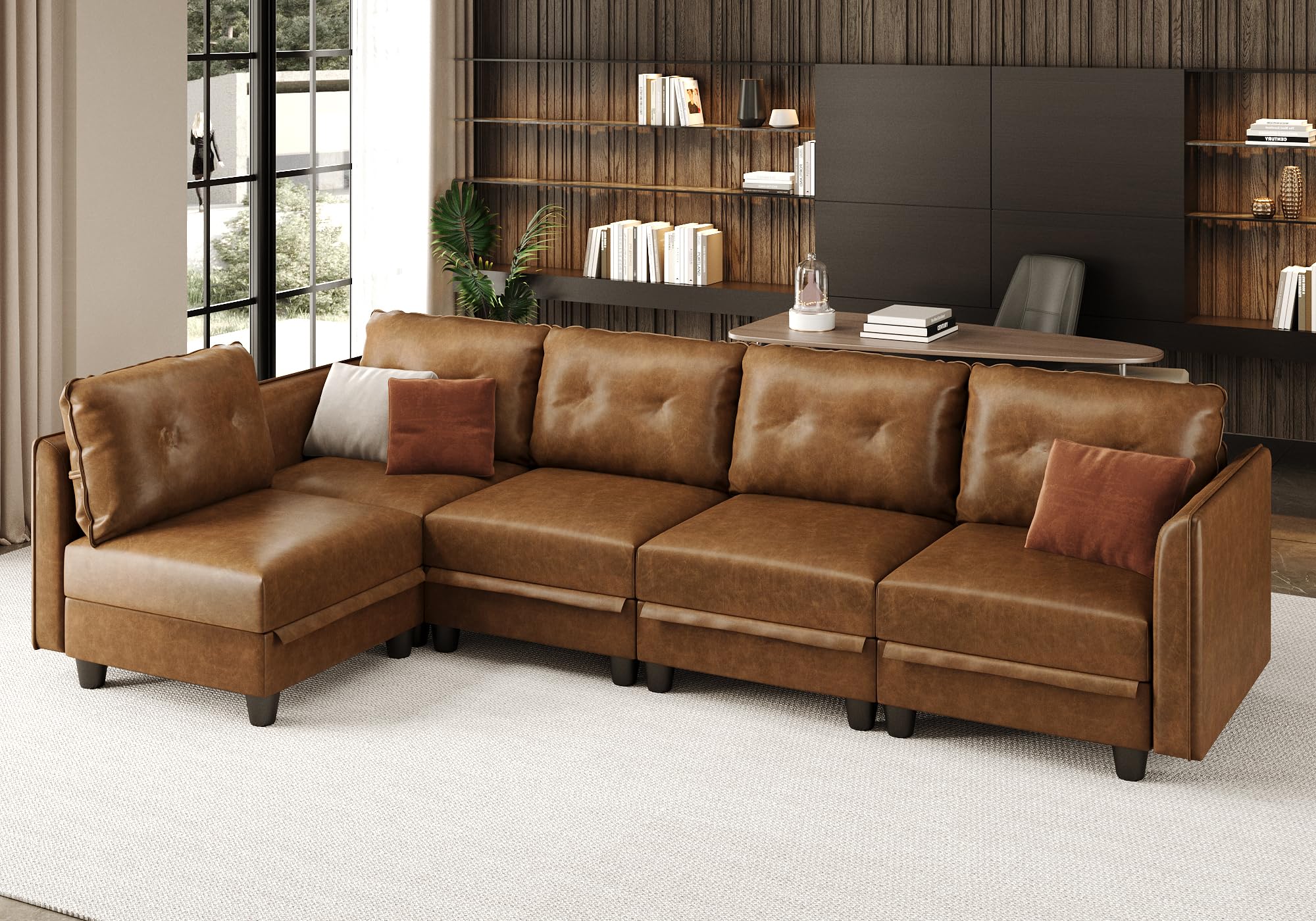 LLappuil 5-Piece L-Shaped Modular Sectional Sofa with Storage