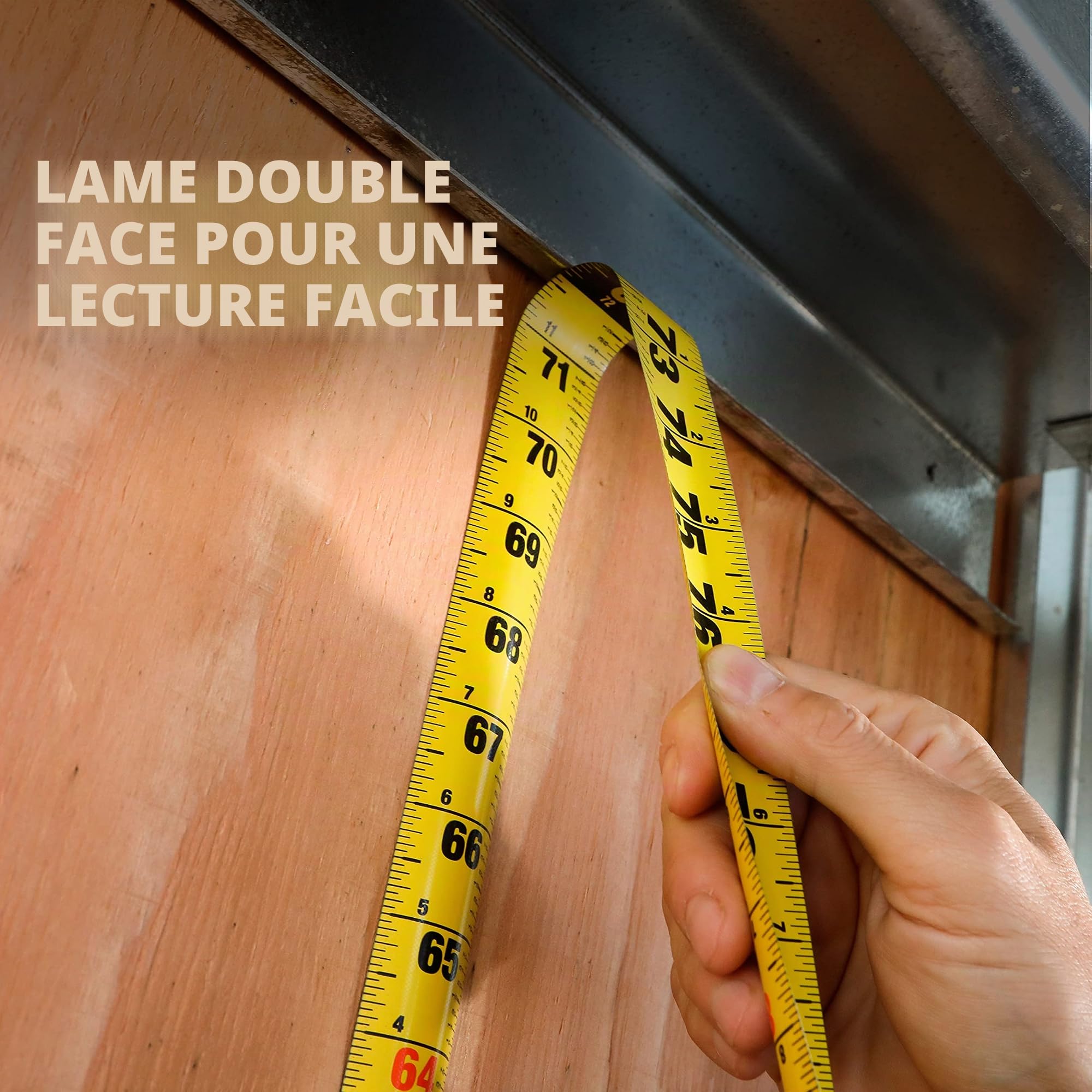 ToughBuilt - Mètre à ruban ProBlade™ de 7,6 m avec fonctions de contrôle de la lame, lame de 3,2 cm de largeur facile à lire avec marquages double face à contraste élevé – (TB-H2-T-12225)