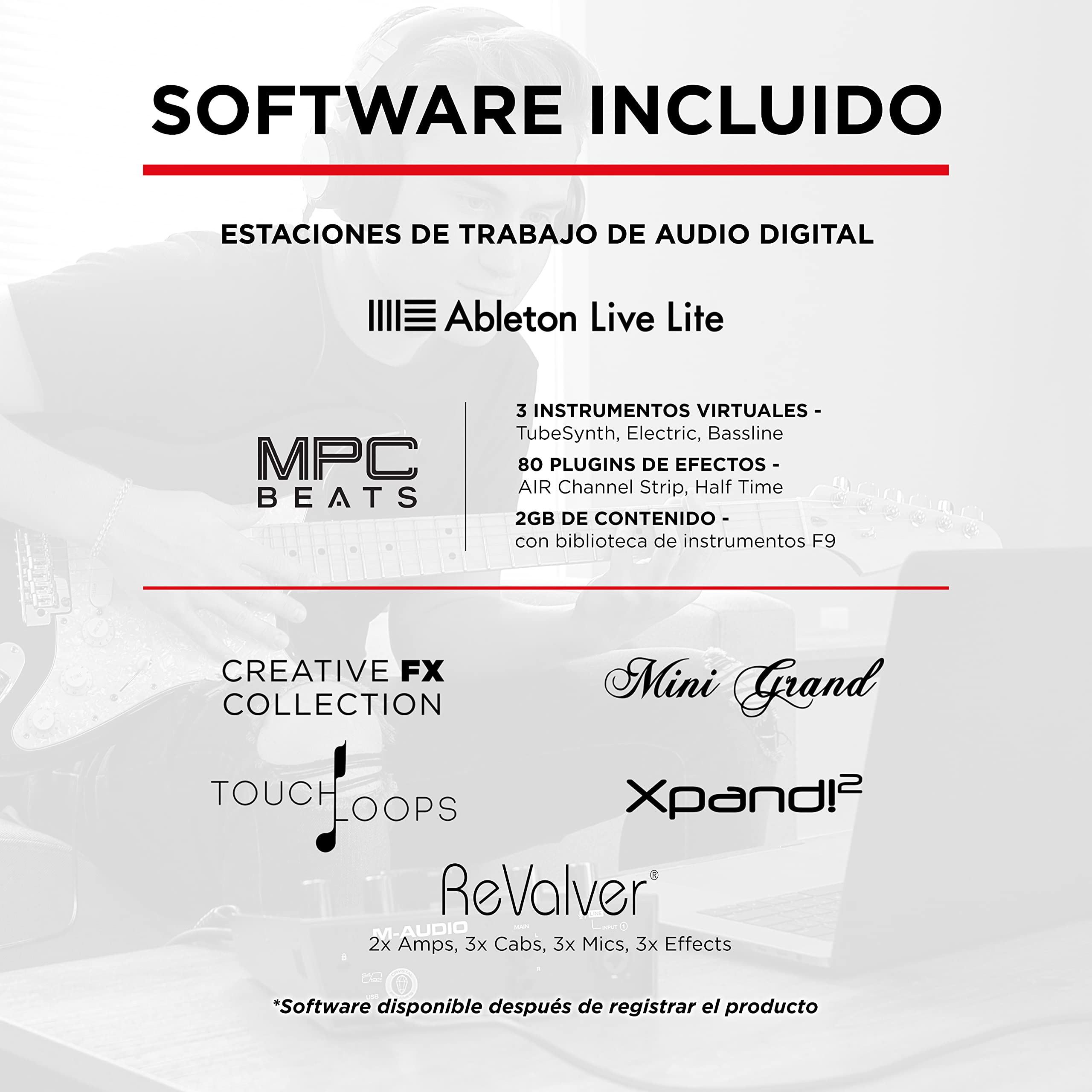 M-Audio AIR 192|4 - Interfaz de audio, Tarjeta de sonido USB, USB-C, 2 entradas, 2 salidas, software de estudio, para grabación de instrumentos, producción musical y monitorización