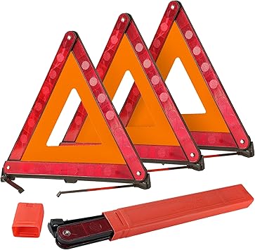 DASBET Emergency Warning Triangles | Roadside Safety Triangle, 3 Pack Foldable Warning Reflective Triangle with Case for Vehicles Breakdown