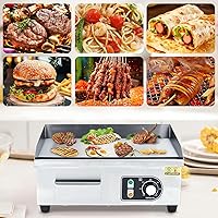 Vista 5 de Plancha eléctrica comercial de 22 pulgadas, parrilla eléctrica de 1600 W, antiadherente para restaurante, parrilla plana Teppanyaki de acero