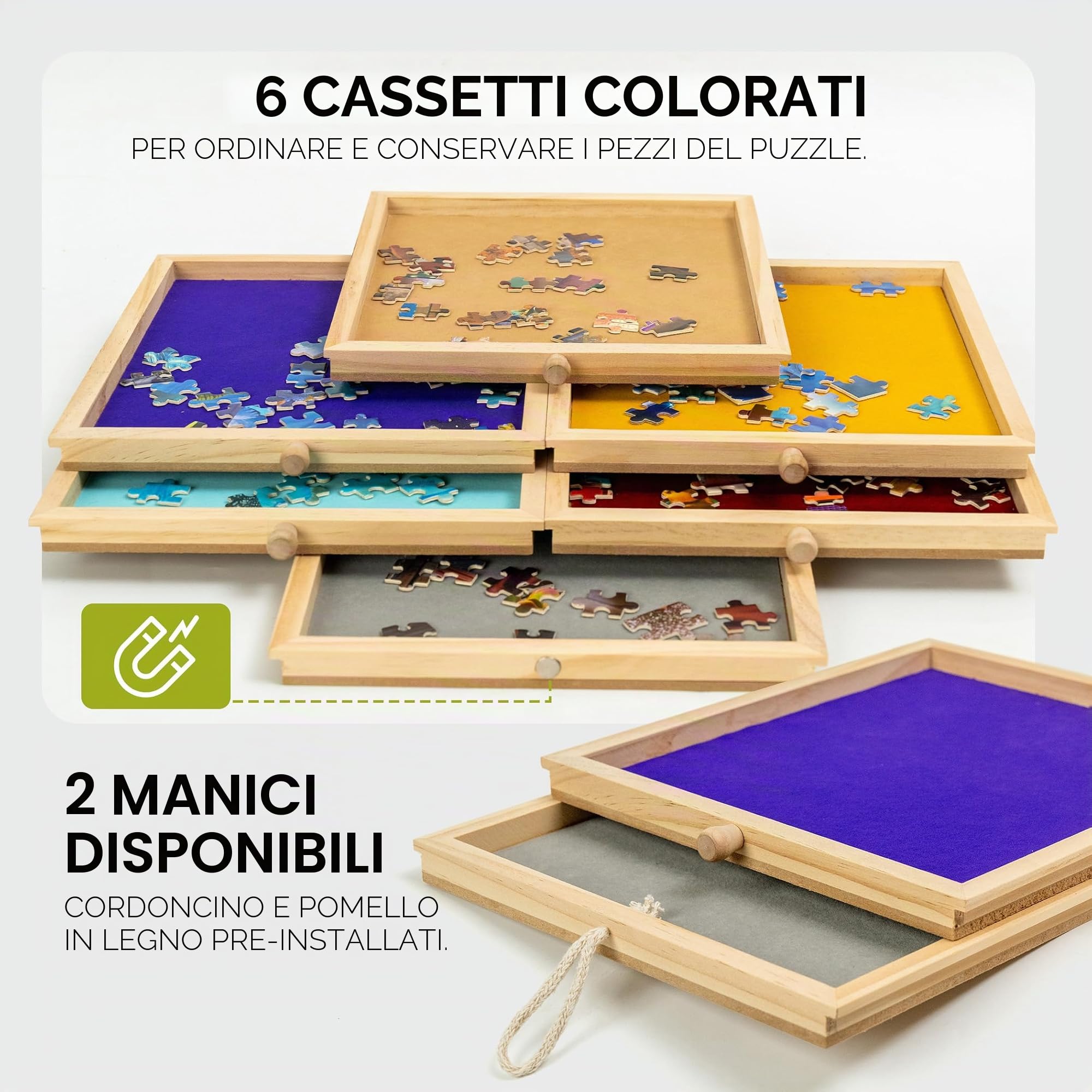 Lavievert Tavola puzzle girevole e inclinabile, 2000 pezzi, tavolo regolabile con cavalletto integrato, portaoggetti per adulti