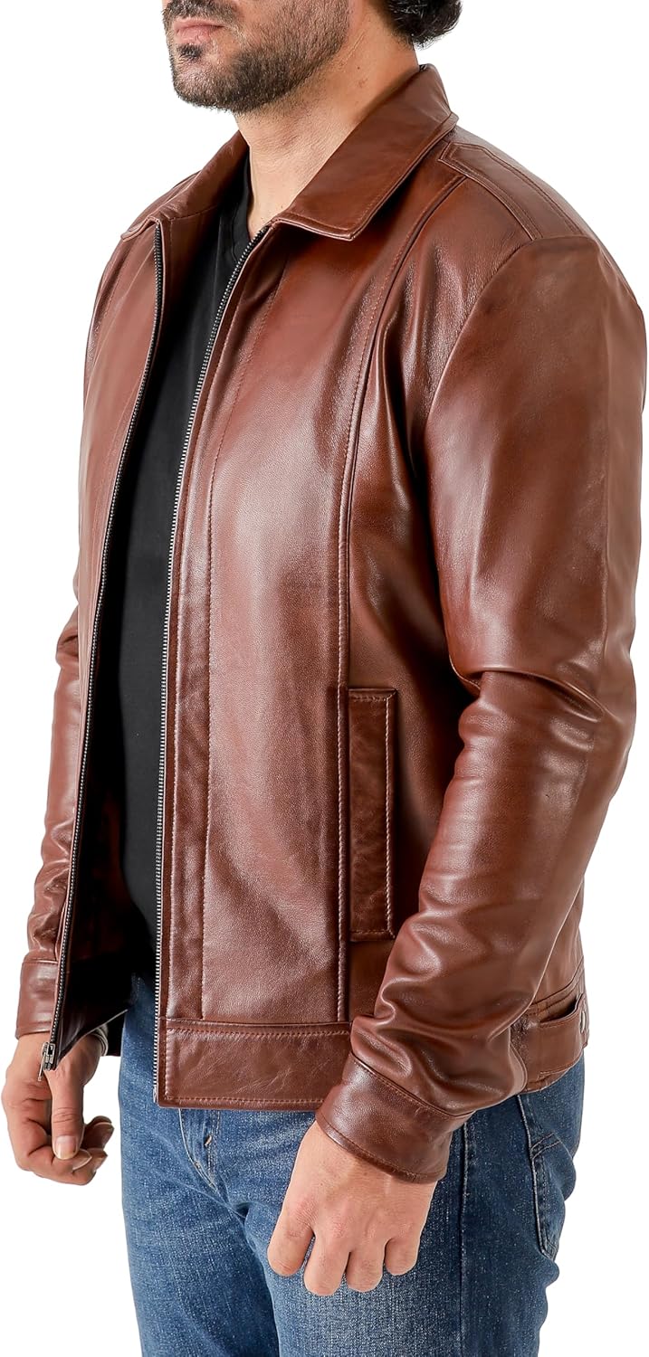 Jild Classic Shirt Collar Leather Jacket Men - John Wick Style Real Lambskin Mens Leather Jacket - Image 2