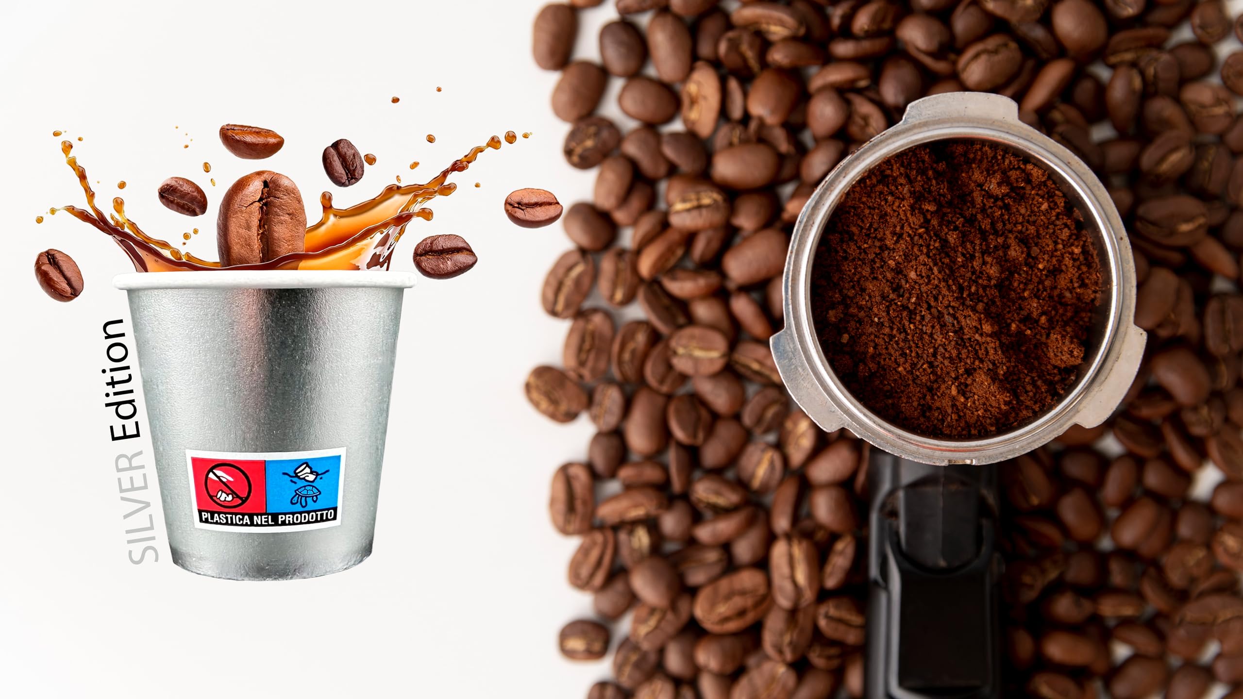 SWEEPING,1000 Bicchierini Caffè monouso,tazzine caffe in carta da 65ml - SILVER EDITION - Bicchieri caffe monouso per un esperienza elegante