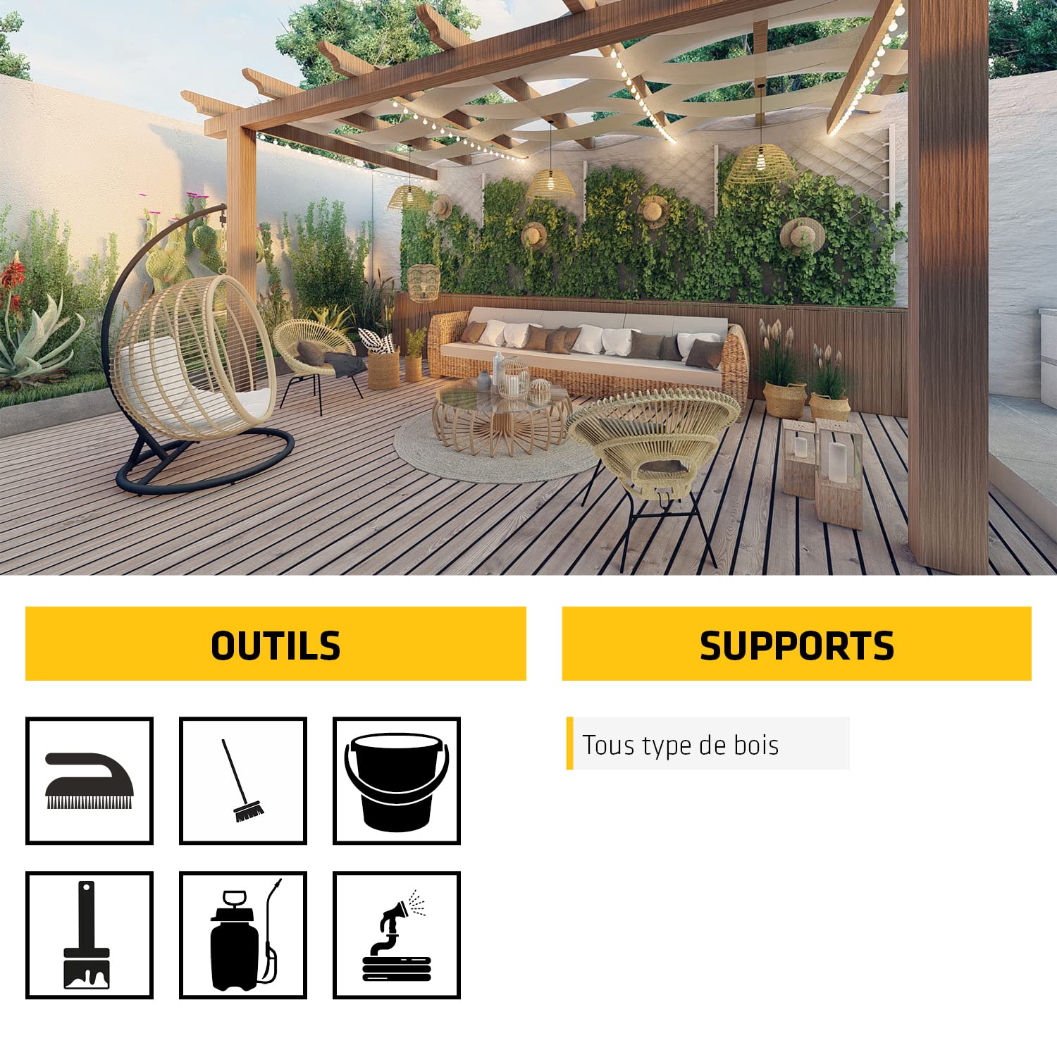 SIKA - Nettoyant dégriseur bois - Sikagard 104 - Tous types de bois - Toiture, façade, sol, mobilier de jardin, clôture, bardage - Ravive les couleurs du bois - Prêt à l'emploi - Pour 20 à 50m2-5L