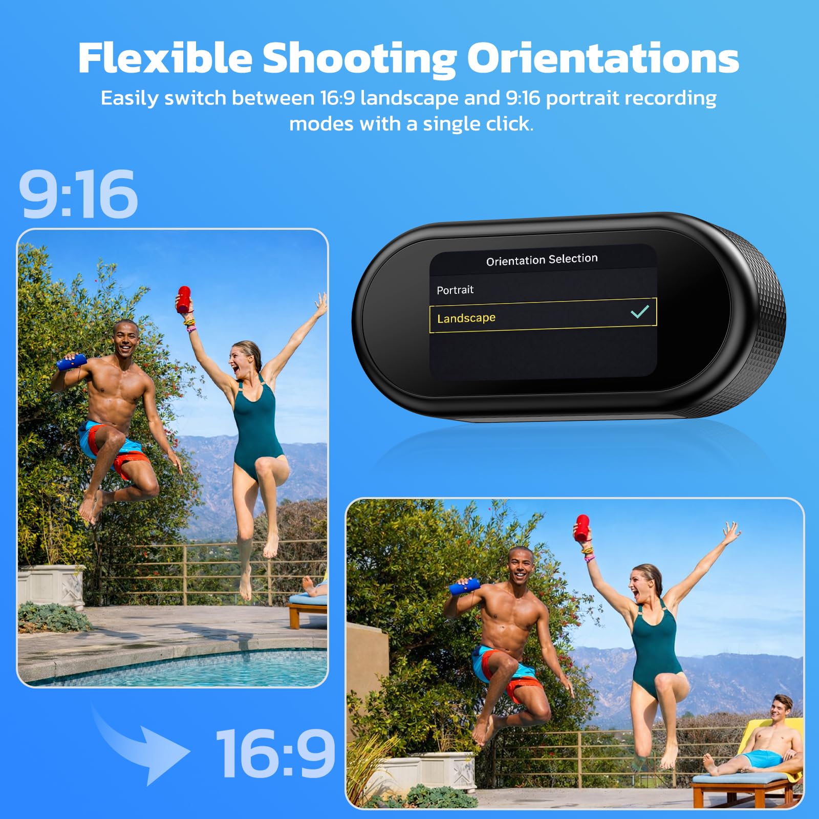 4K Mini Action Cam Bodycam Körperkamera im Daumen Format – Mini Kamera mit WLAN, 64GB Speicherkarte, 1,47 Zoll Display für einfaches Umschalten zwischen Quer- und Hochformat, magnetische Halterung