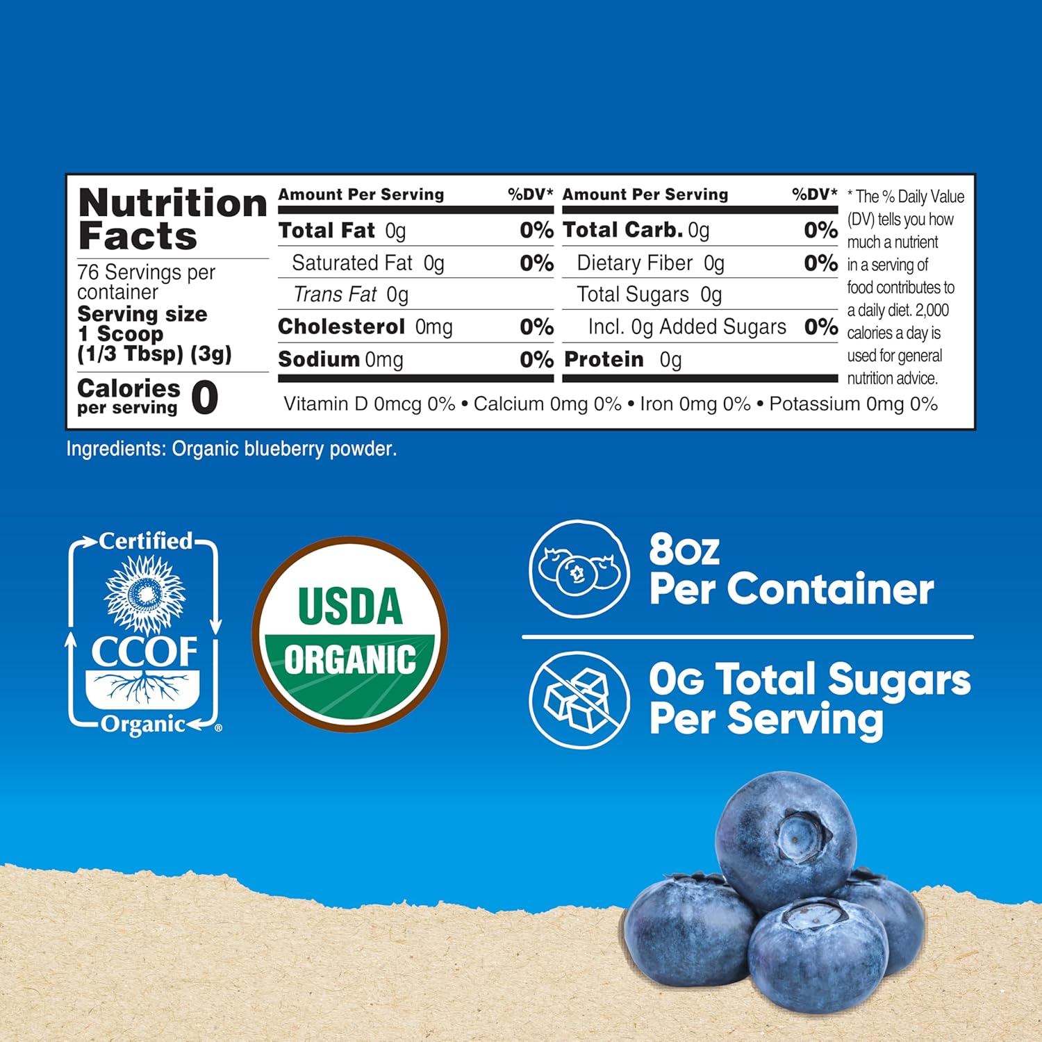 Nutricost Organic Blueberry Powder 8oz (227 Grams) - Pure, Gluten Free, Non-GMO, from Organic Blueberries - Image 2