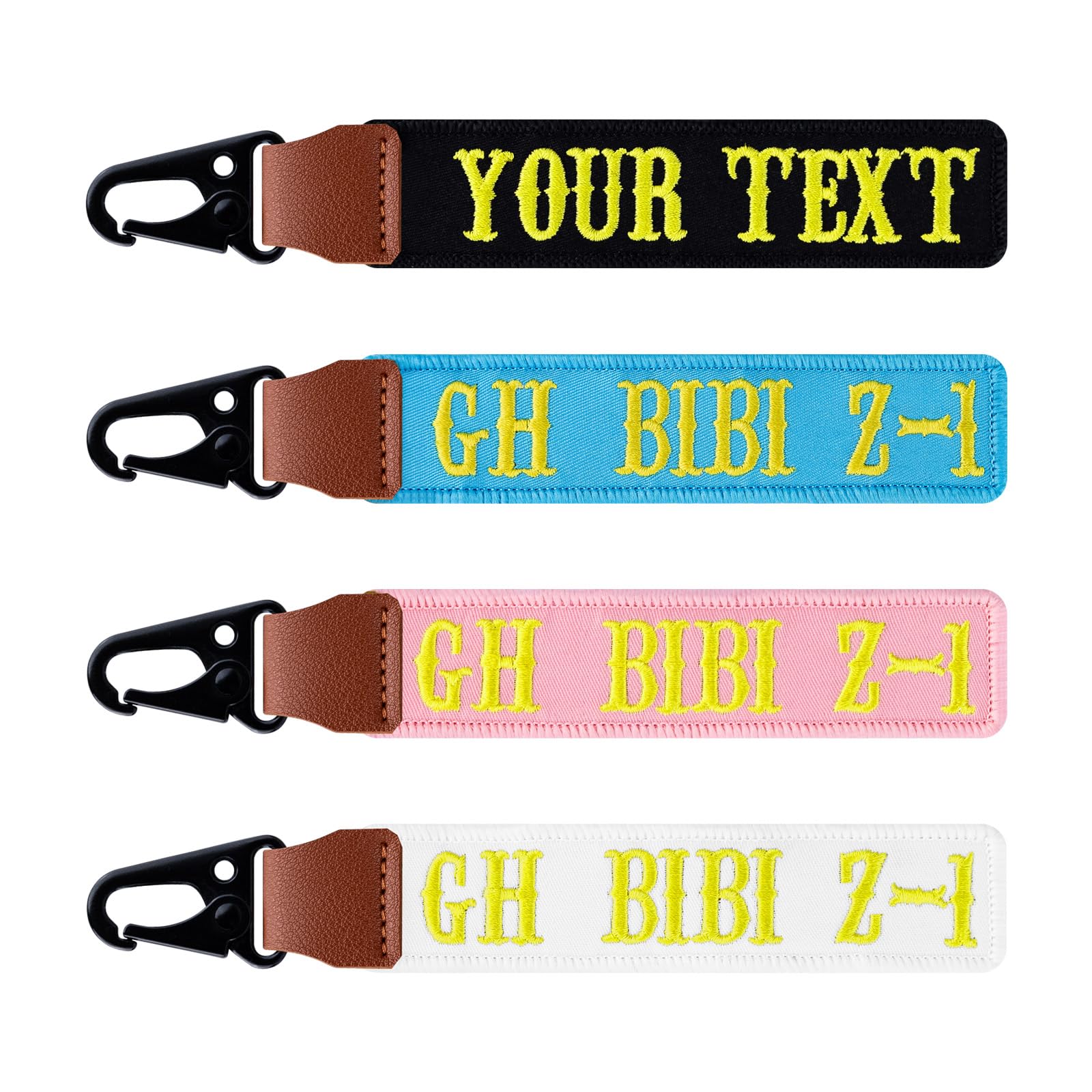 Custom Keychain with Name/Number - Double Sided Embroidery Luggage Tag, Personalized Key Ring Accessories for Luggage, Keys, Backpacks, Motorcycle, Car