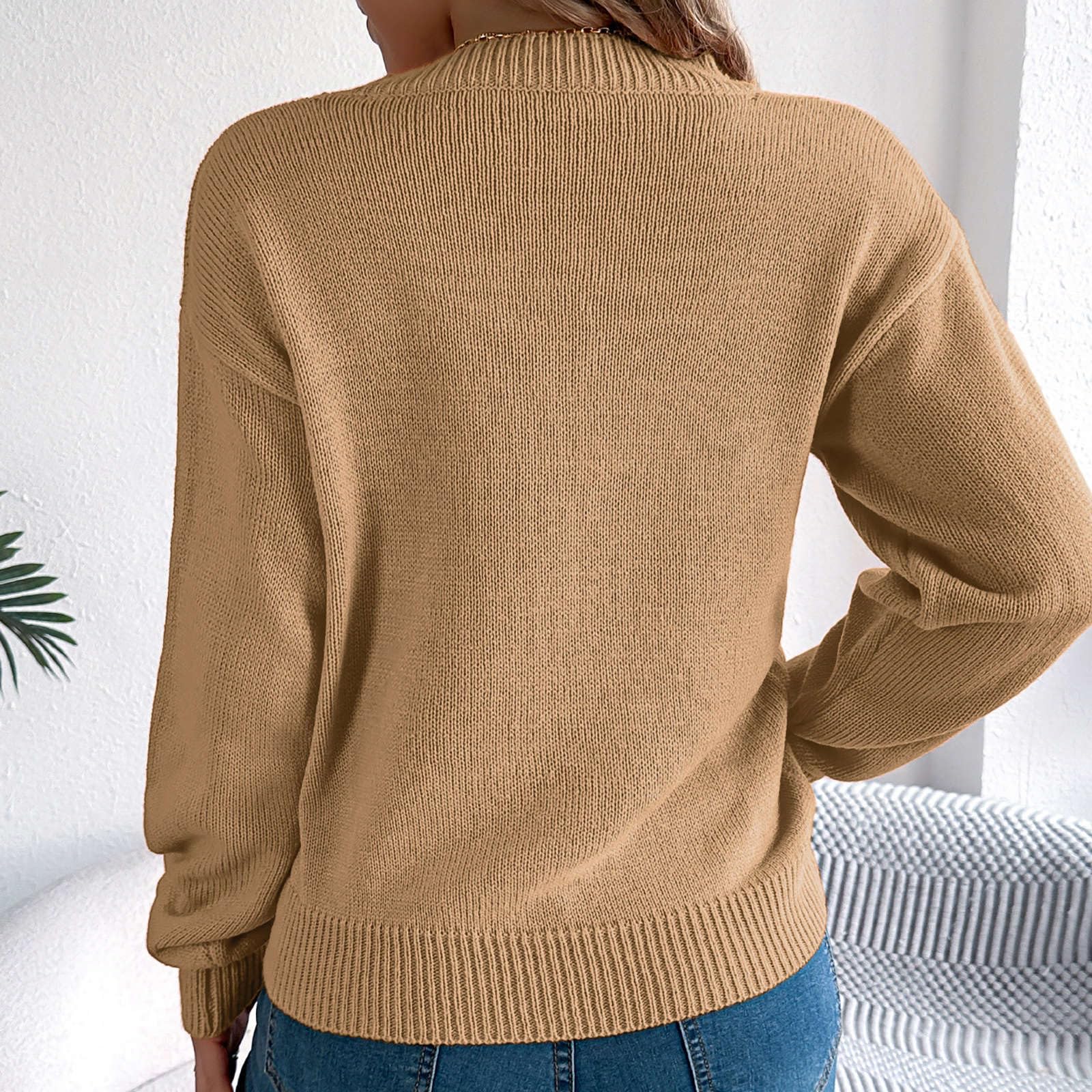 Maglione da donna a maglia girocollo a maniche lunghe, per Halloween, elegante, a righe, invernale, elasticizzato, lavorato all'uncinetto
