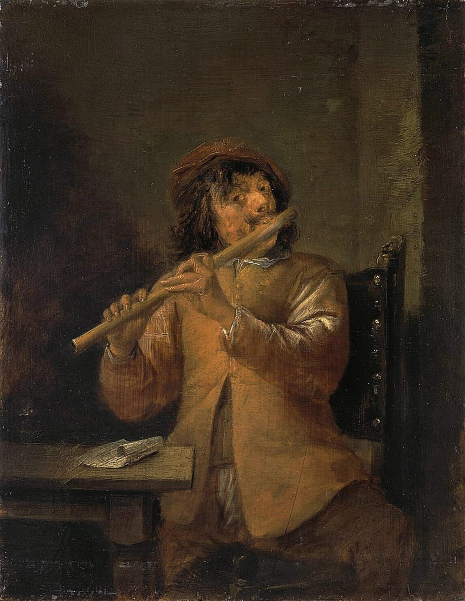 HRJUBWREE Famous Paintings Pictures Artwork Picture Flautist' by David Teniers the Younger Photo Wall Print for Office Decor 60x90cm