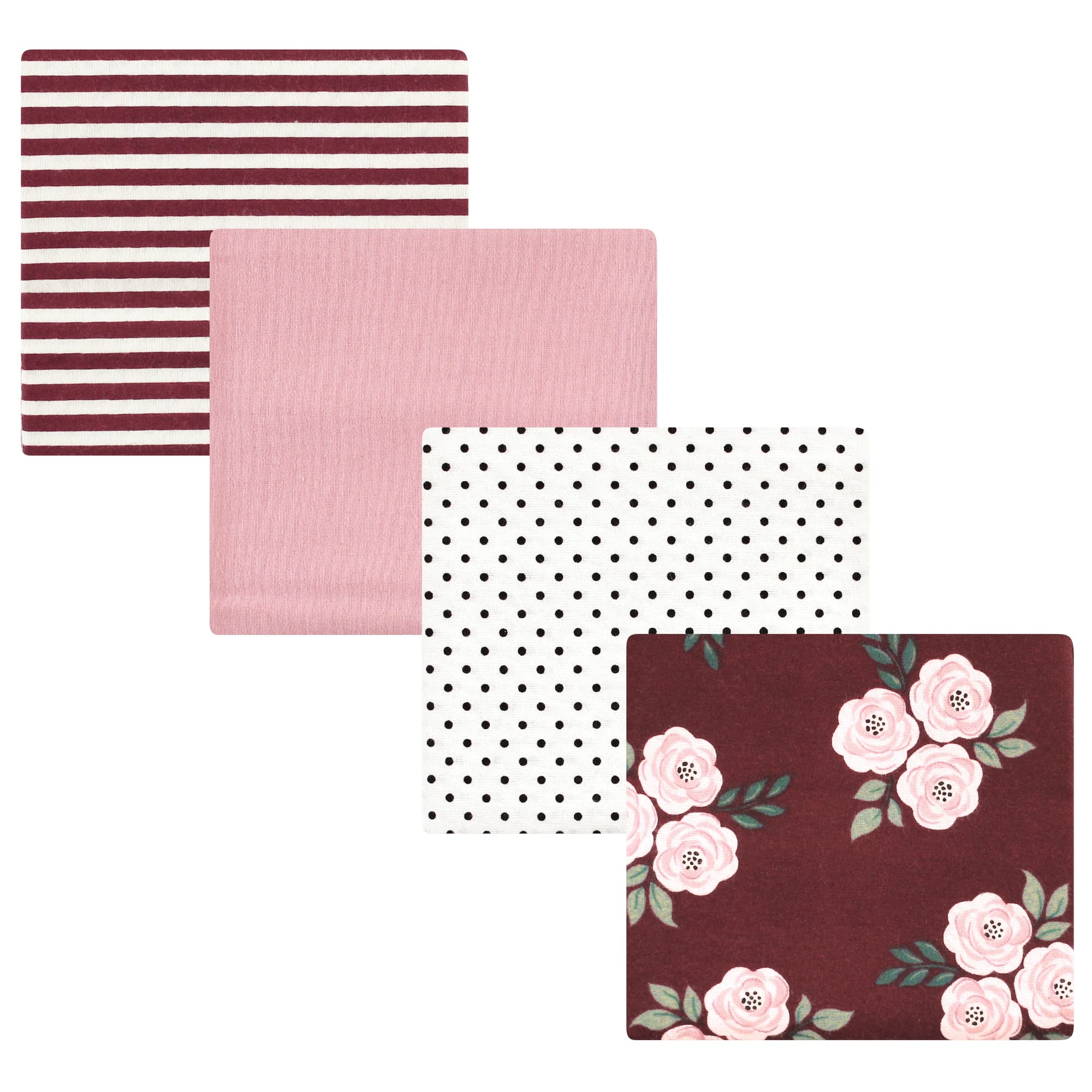 Hudson Baby Unisex Baby Cotton Flannel Receiving Blankets, Burgundy Floral, One Size