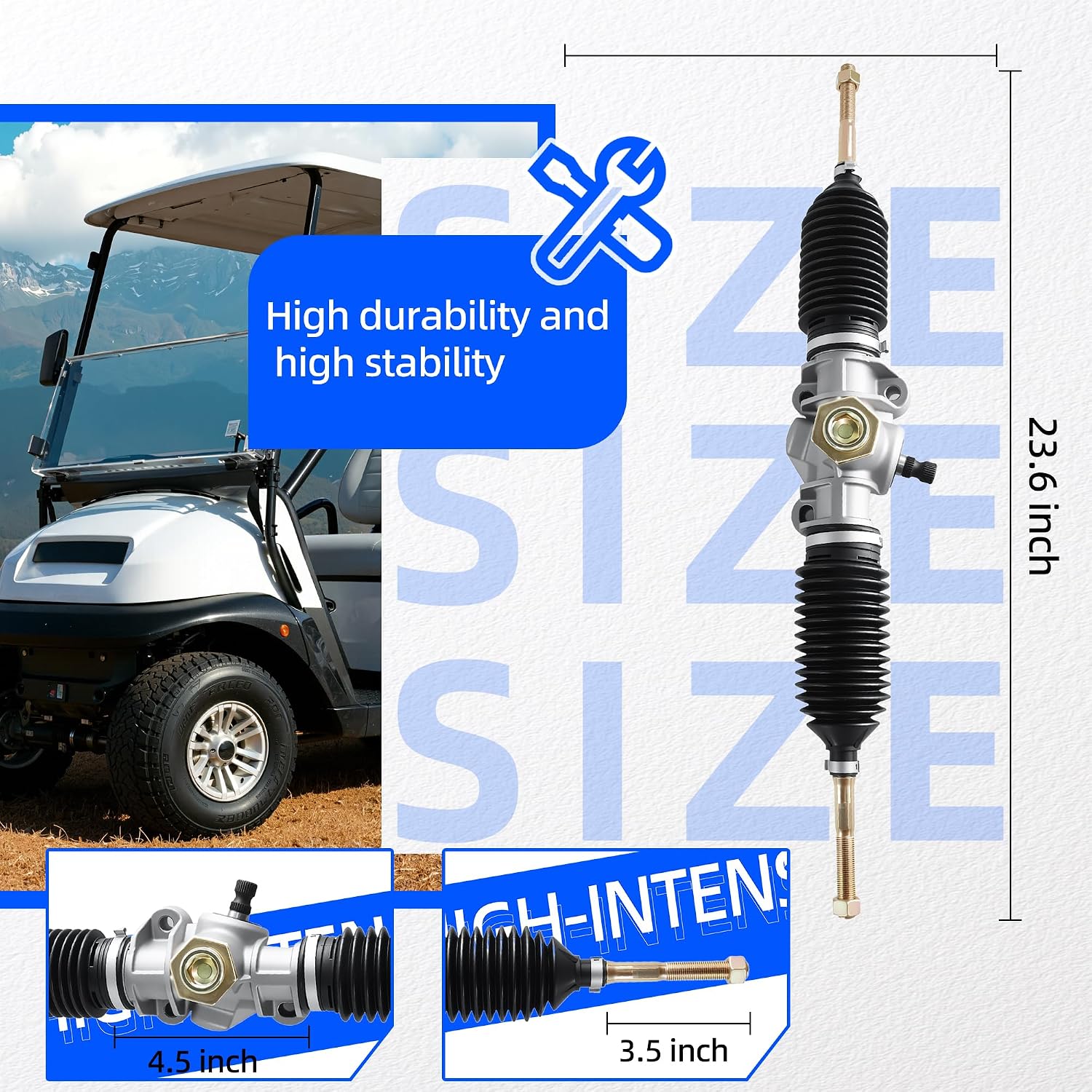 Golf Cart Steering Gear Box Assembly for Club Car Precedent, Onward and Tempo 2004-up G/E Models, Replaces OEM 102288601 103679701