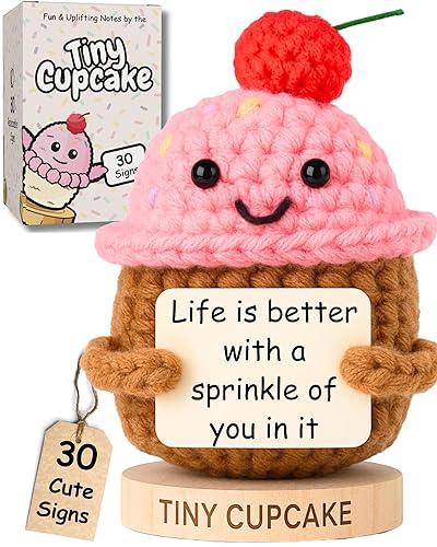 Friendship Gifts for Women - Handmade Positive Cupcake Crochet with