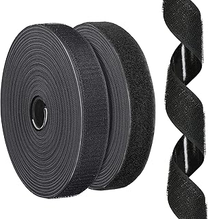 1 Inch x 11.5 Ft Strips with Adhesive, Hook and Loop Tape, Nylon Self Adhesive Heavy Duty Strips, Double Sided Sticky Back Fastener Roll for Home Office School Car and Crafting Organization Black