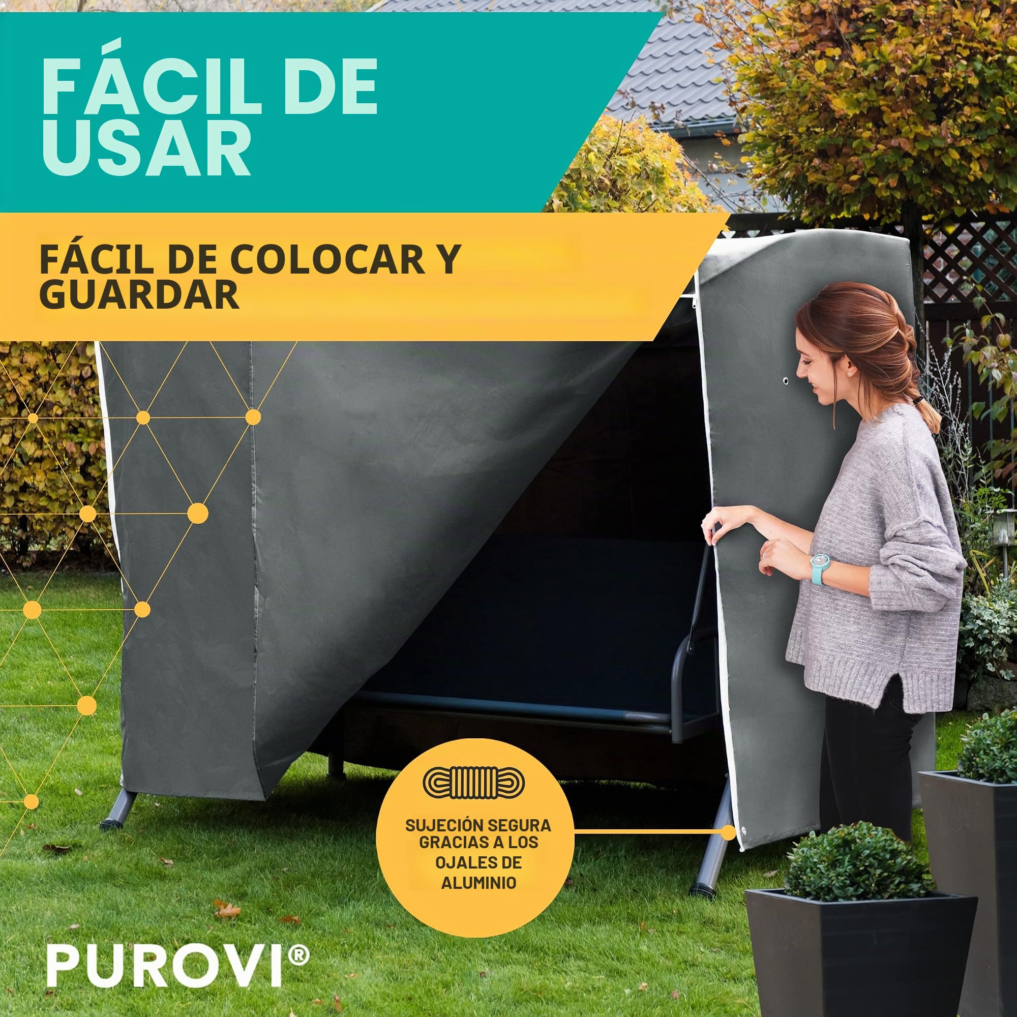 Funda para columpio de jardín (210 x 150 x 150 x 150 cm, impermeable al agua, anti UV