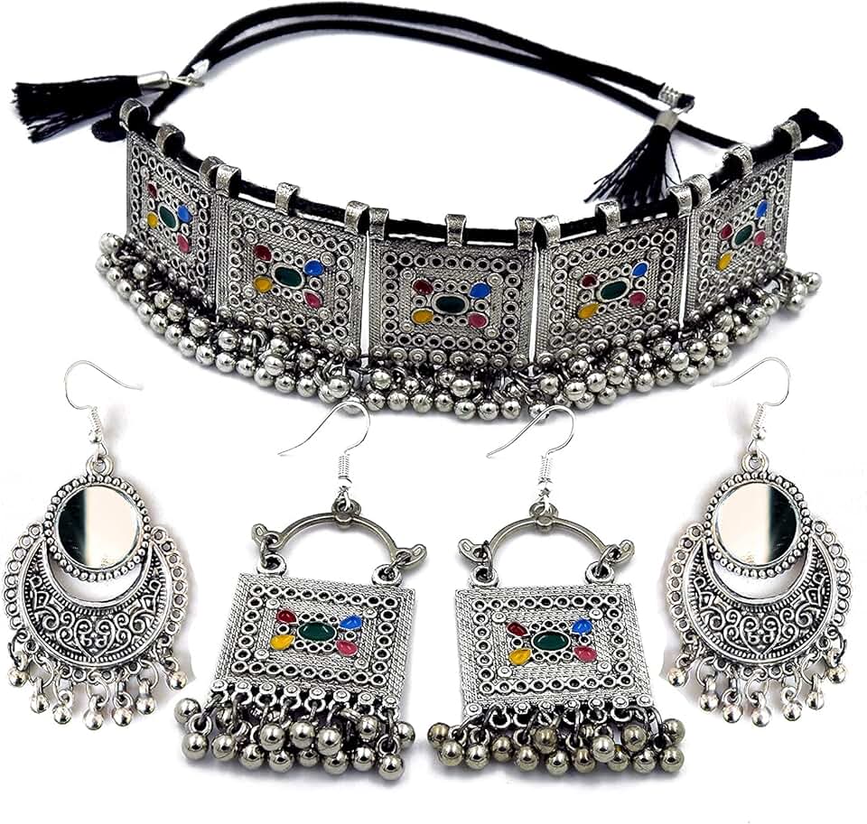Amazon.in black metal jewellery set