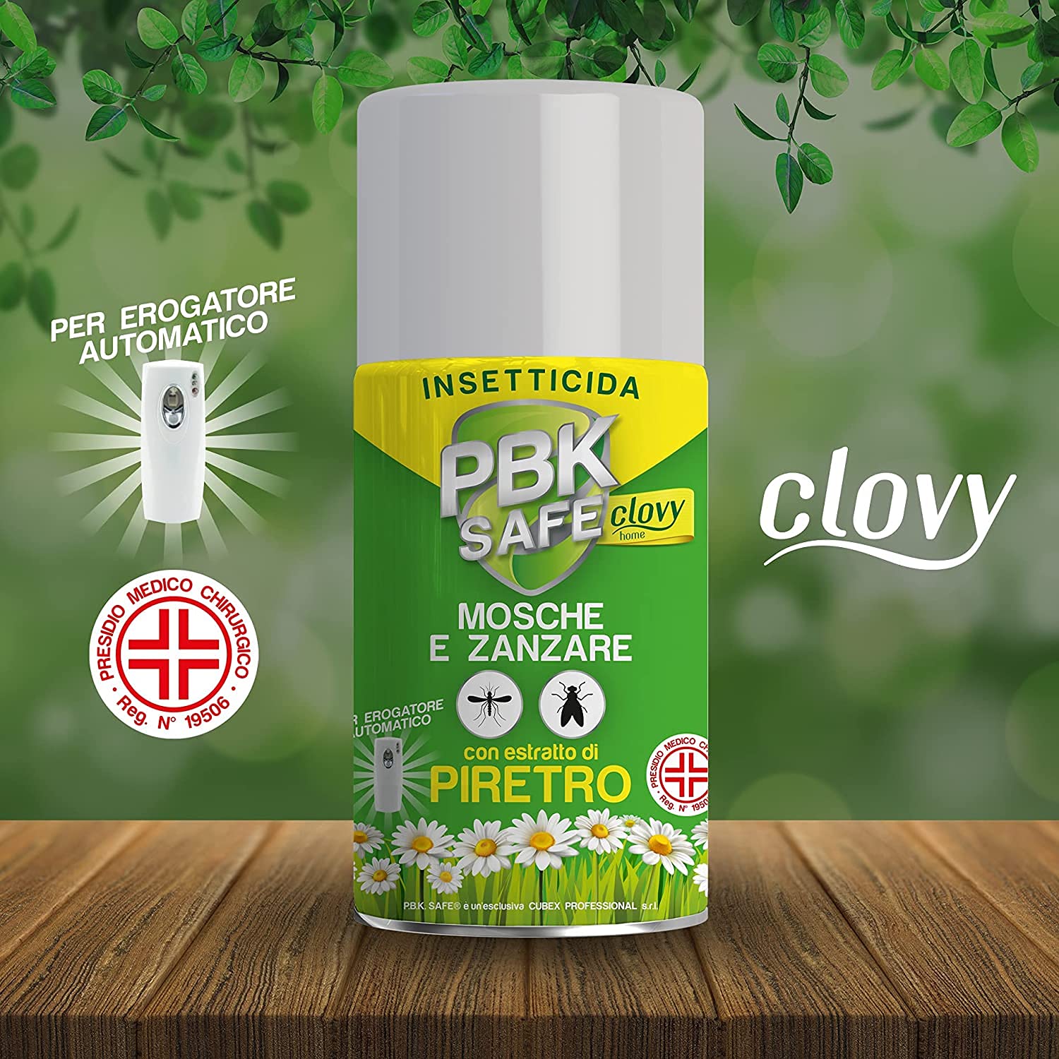 CLOVY PBK Safe Home INSETTICIDA AEROSOL con PIRETRO Naturale Stop a Mosche E ZANZARE 3PZ