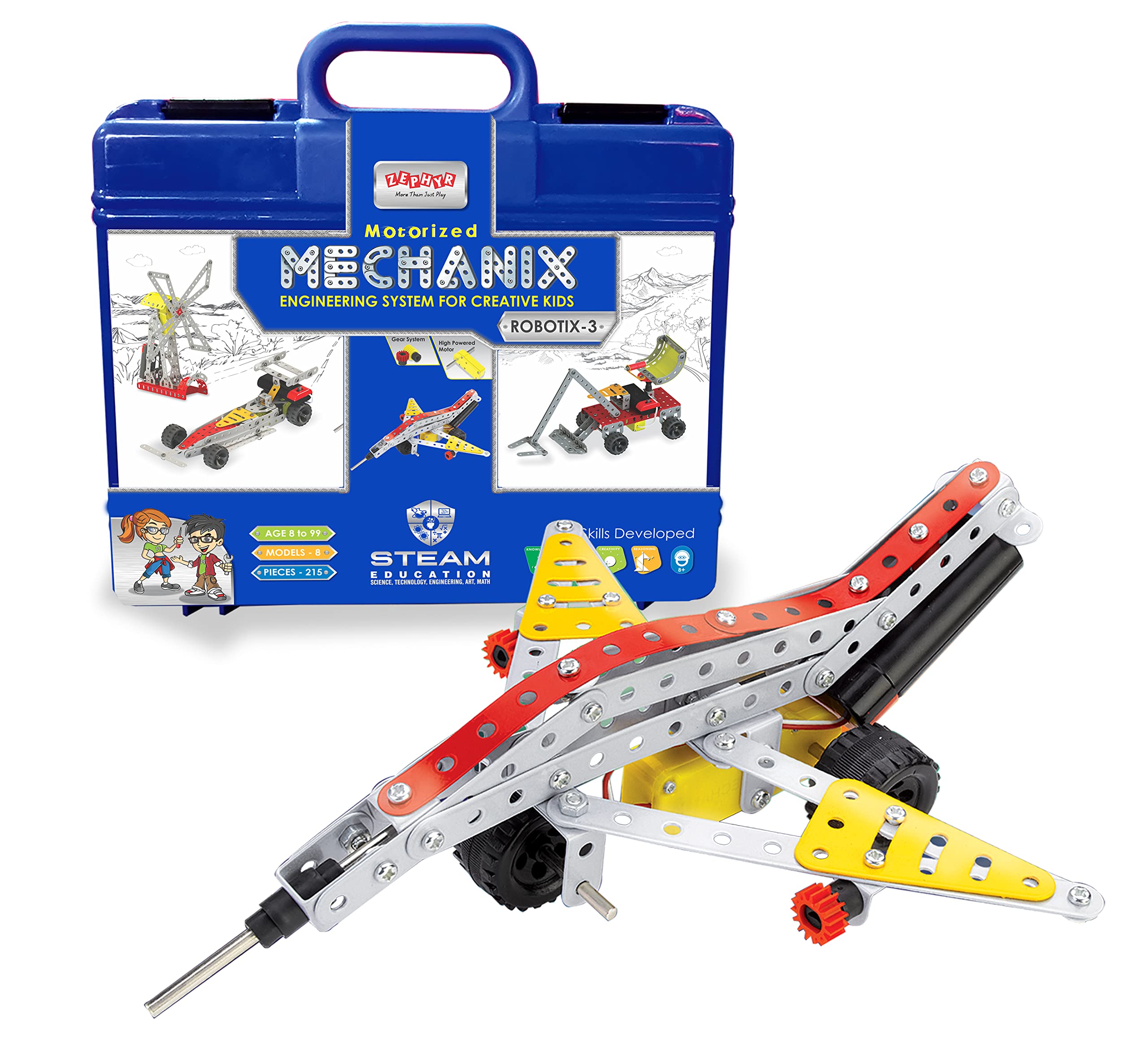 Mechanix Robotix-3 Smart Bag DIY Stem and Steam Education Metal Construction Set (Motors & Gears) for Boys and Girls Age 7+ (Special Edition)-image-29