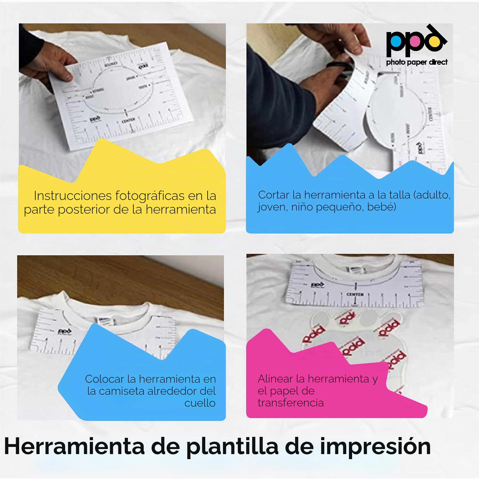 PPD A4 x 100 Hojas de Papel de Transferencia Térmica Para Camisetas, Mascarillas y Tejidos Blancos o Claros - Para Impresora de Inyección de Tinta Inkjet - PPD-1-100