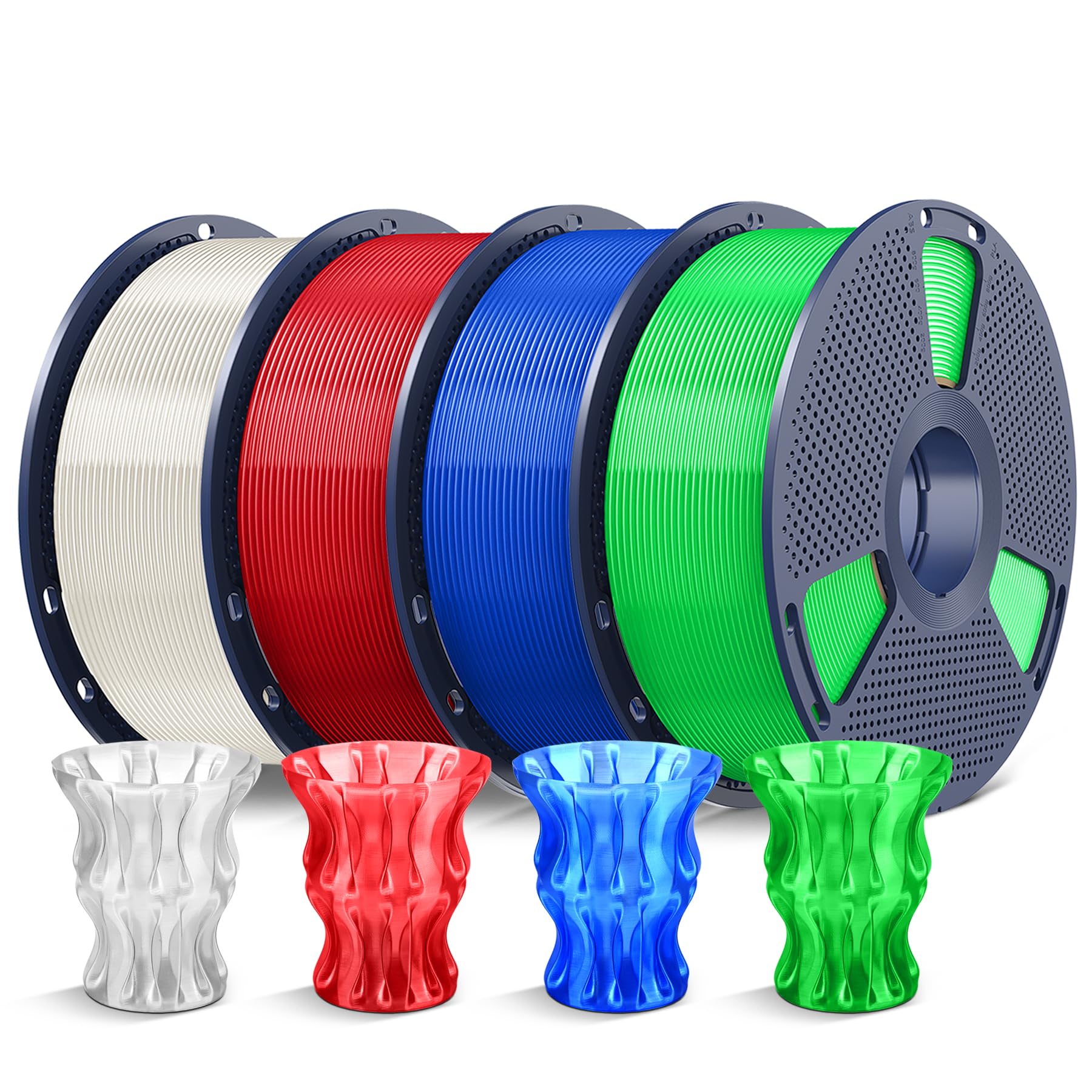 SUNLU PLA 3D Printer Filament, Clear Multicolor, 4-Pack, 4KG Total