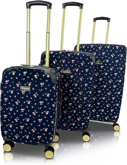 review Jenni Chan Floral 3-Piece Hardside Lightweight Expandable Spinner Luggage Set