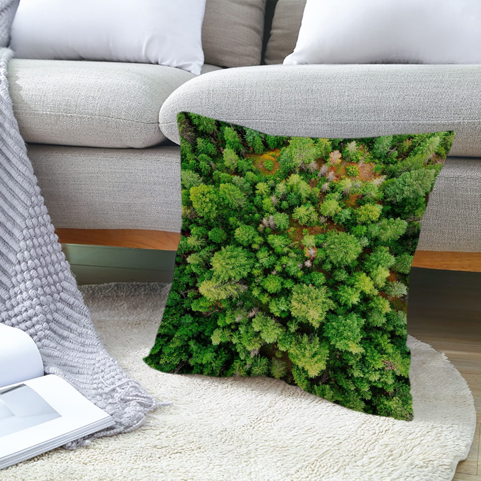 4 fundas de cojín pequeñas de 50 x 50 cm, fundas de almohada verdes de lino para sala de estar, sofá y dormitorio