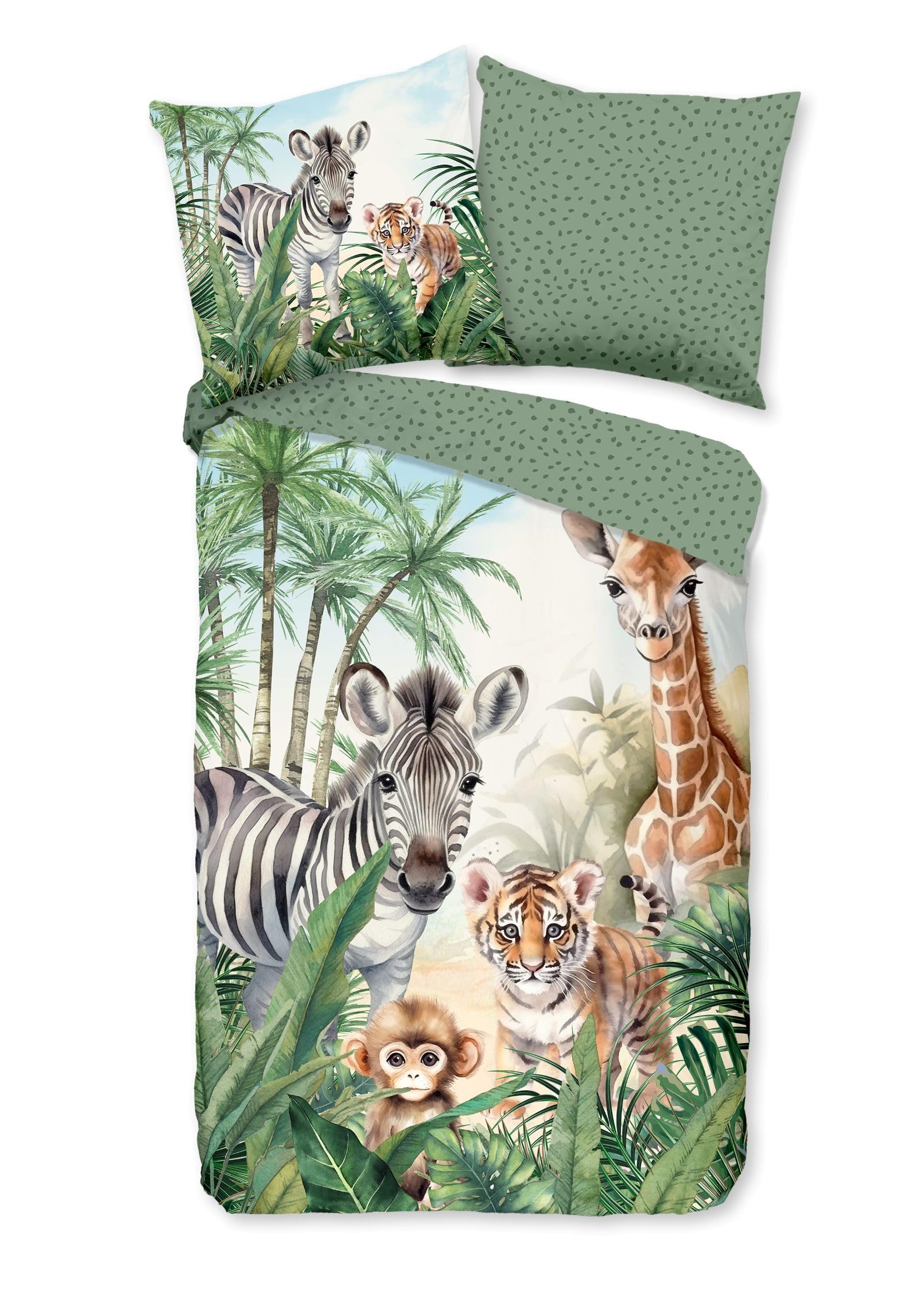 Good Morning Thabo Zoo Safari 33236 Children's Bed Linen 135 x 200 cm Green