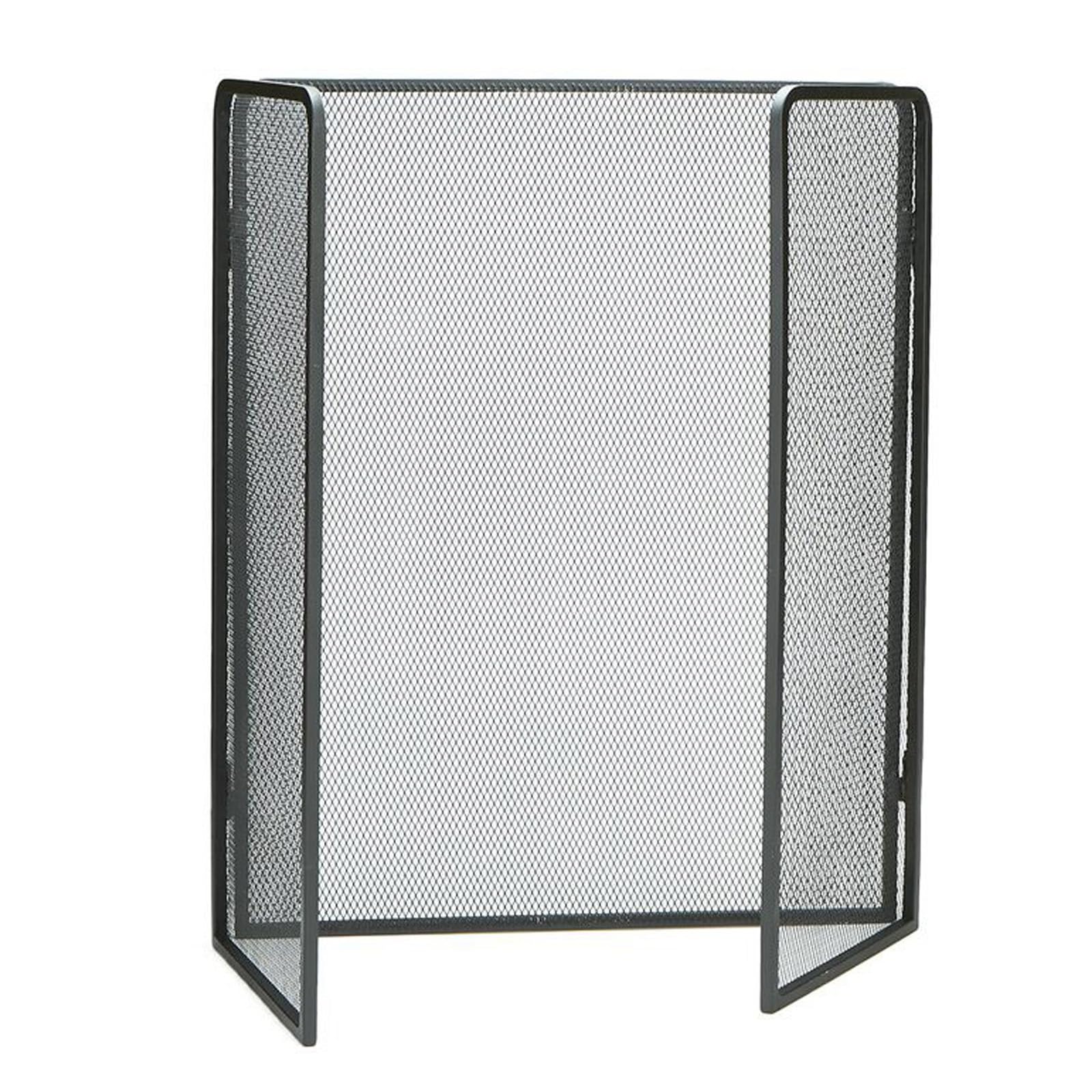 Parascintille in Rete Metallica, Parascintille per Camino, Cancello per Camino Autoportante, Recinzione per Camino a Pannello Singolo Nero, 48x31 Pollici