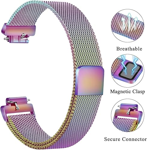 Miniatura 3 de Correa de metal compatible con Fitbit Inspire 3 e Inspire 2, correa de malla de acero inoxidable transpirable, correa de repuesto magnética