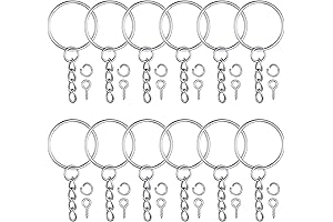 100Pcs Stainless Steel Key Rings with Chain for Crafts