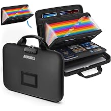 Fireproof Document Box with Lock,Hard-Shell Case File Organizer with 13 Pocket File Folder,Portable Office Travel Storage for Important Documents Passport Laptop Black, Style C