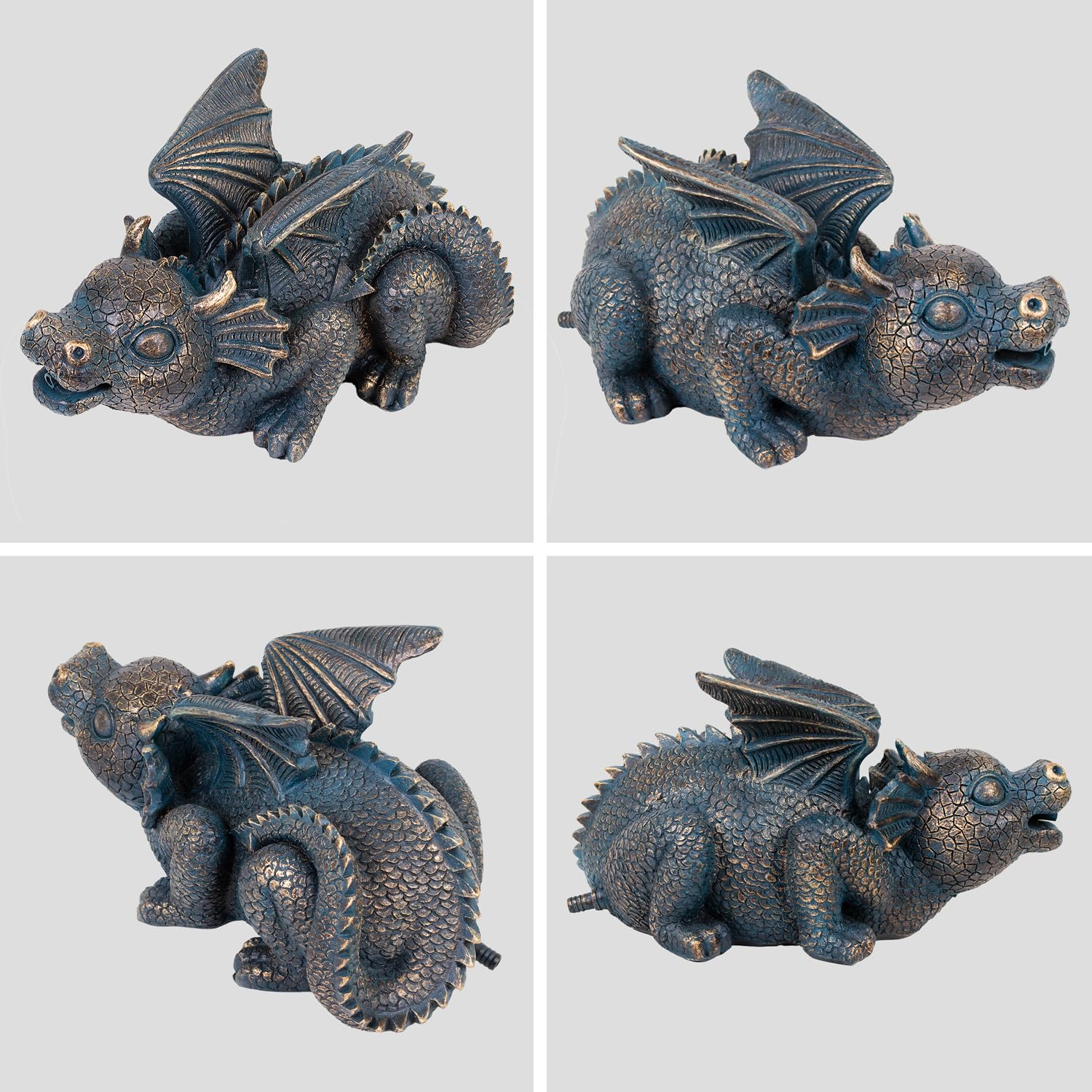 Gartenbrunnen für Außen 230V ZAUBER-Drache Zierbrunnen Zimmerbrunnen mit LED-Beleuchtung Wasserspiel für Garten, Gartenteich, Terrasse, Balkon
