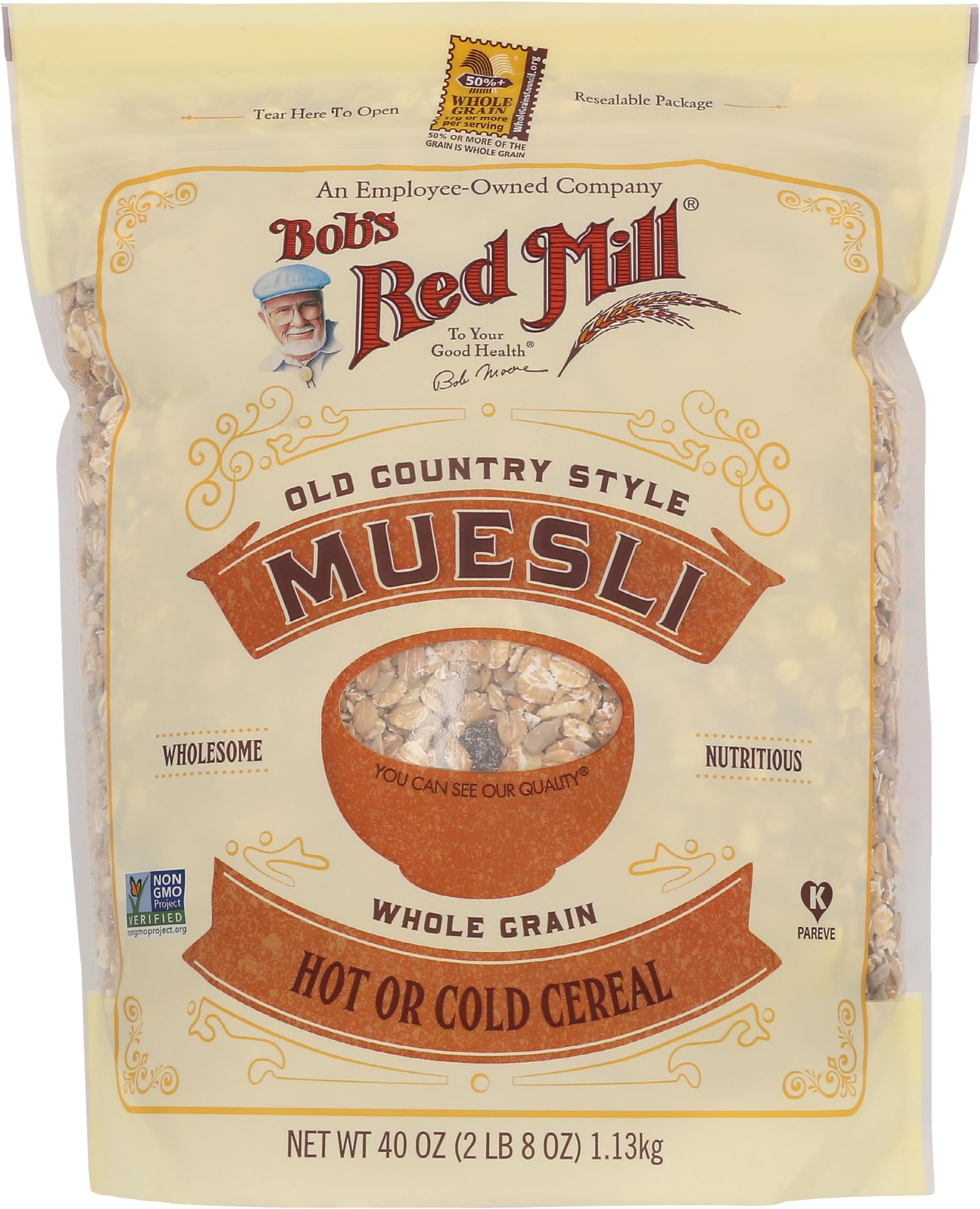 Bob's Red Mill Old Country Style Muesli, 40oz (Pack of 1) - Non GMO, Whole Grain, Vegan, Kosher