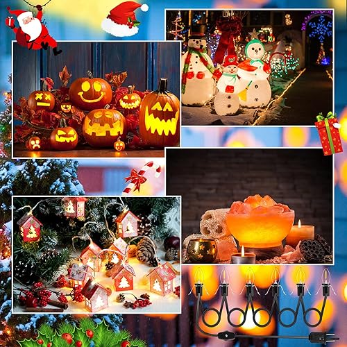 Miniatura 7 de Paquete de 2 cables de accesorios negros con 12 bombillas LED y salida de luz de aldea de Navidad de 11.6 pies, cable blanco con fusible de