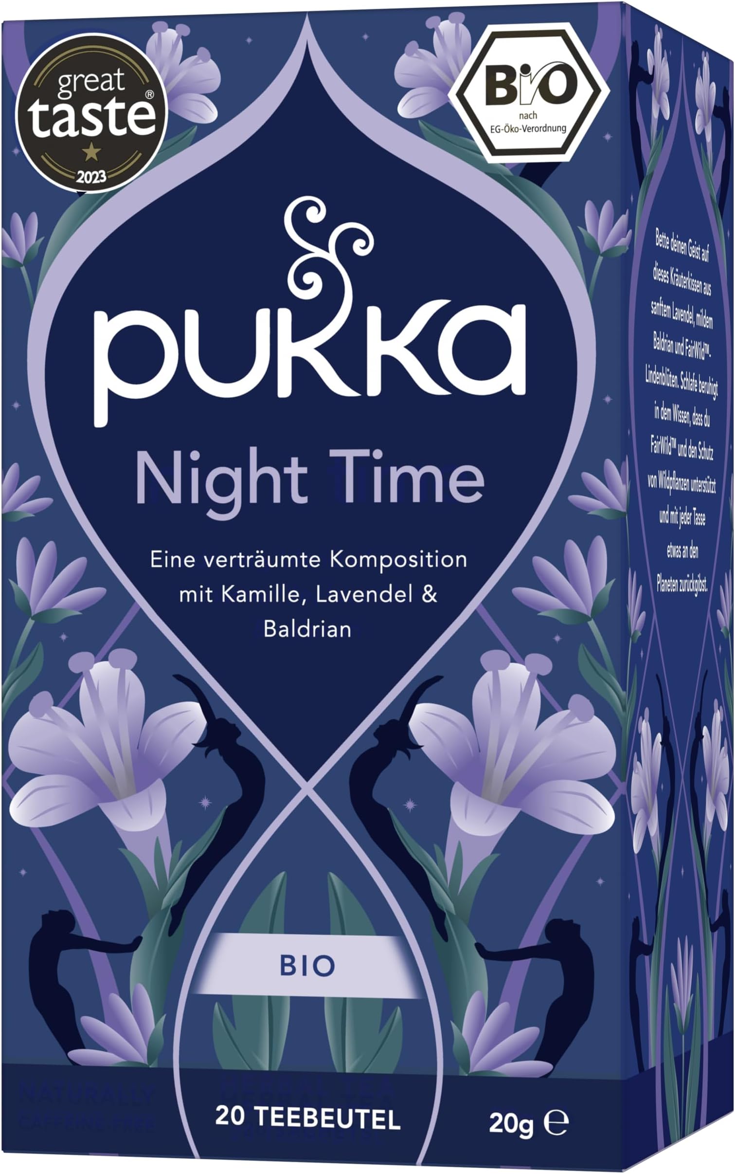 PUKka Organic Herbal Tea With Lavender, Oatflower & Limeflower, Night Time, Naturally Caffeine Free For A Good Night Sleep, 20 Tea Bags