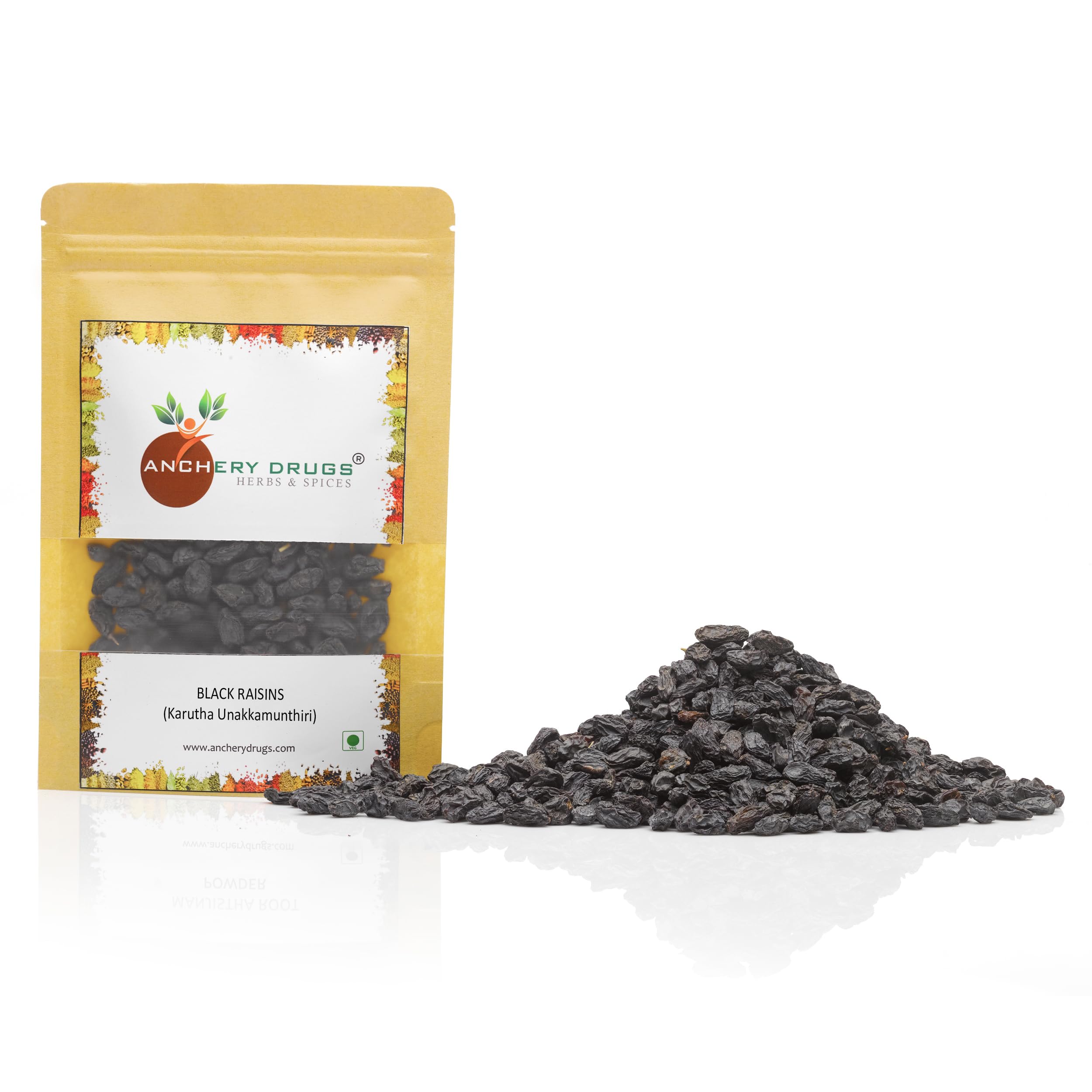 Anchery Drugs Karutha Munthiri, Black Raisins, Kismis, Dry Grapes, Kali Kishmish (500 gms)