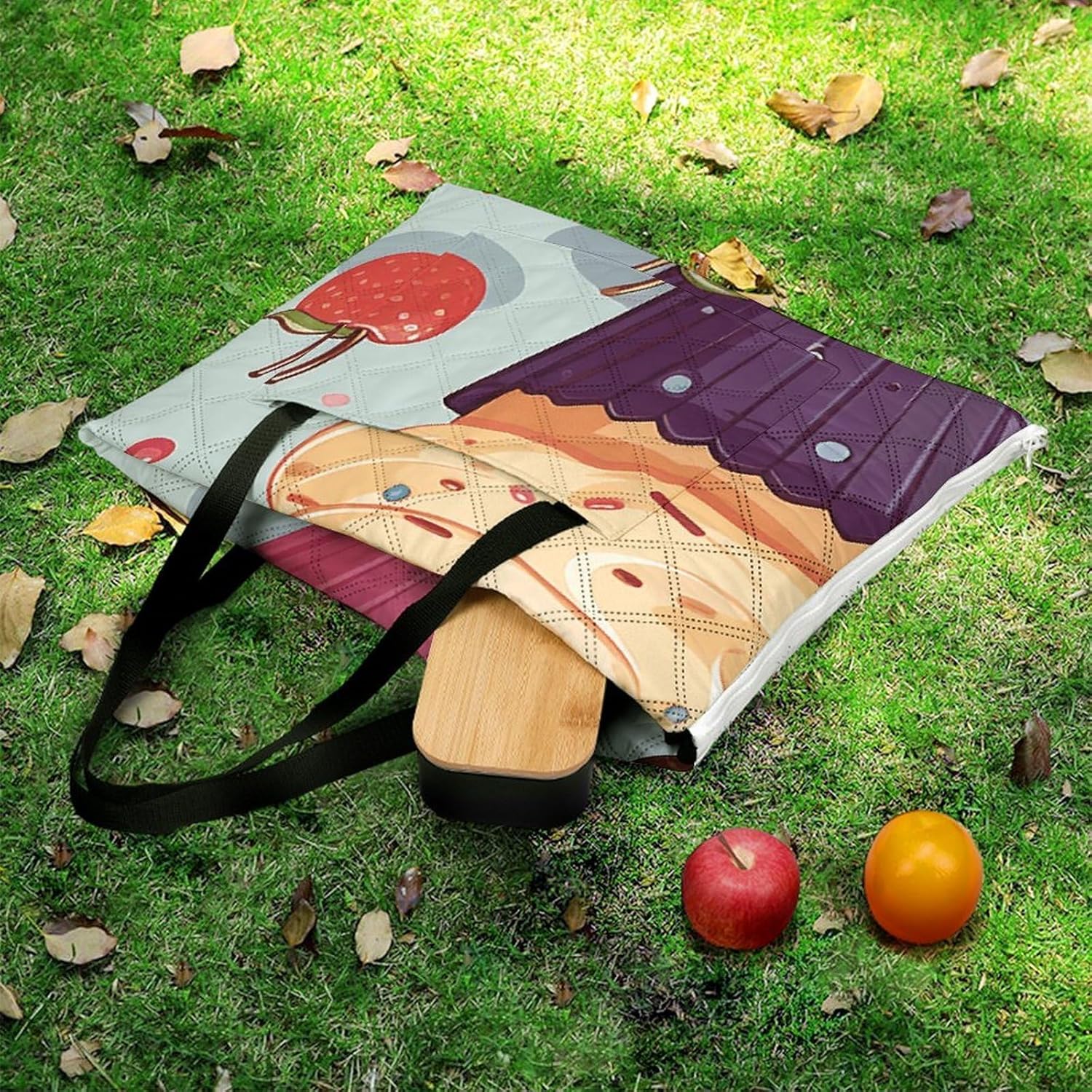 Delicious Cupcakes Picnic Blanket with Zipper Water Resistant Sand Free Picnic Mat Washable Foldable Easy Carry Beach Blanket for Lawn Beach Hiking Camping