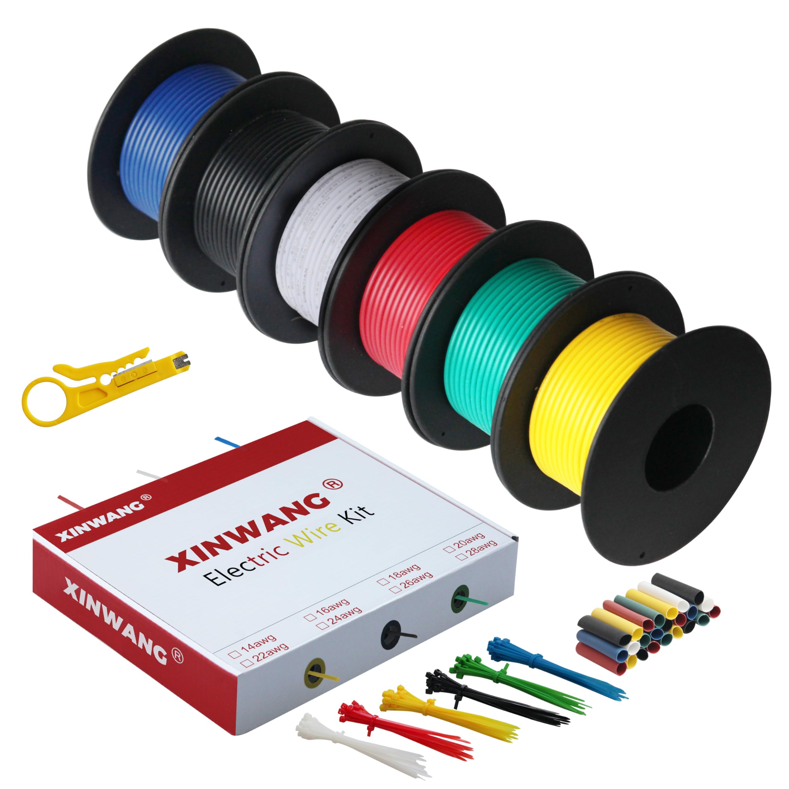 Silikon Elektrischer Draht-18 AWG 0,75 mm² 6 Farben (Jede Farbe 15M) Litzendraht aus verzinntem Kupferdraht für DIY, RC-Modell, Lampen, Haushaltsgeräte, Meter usw
